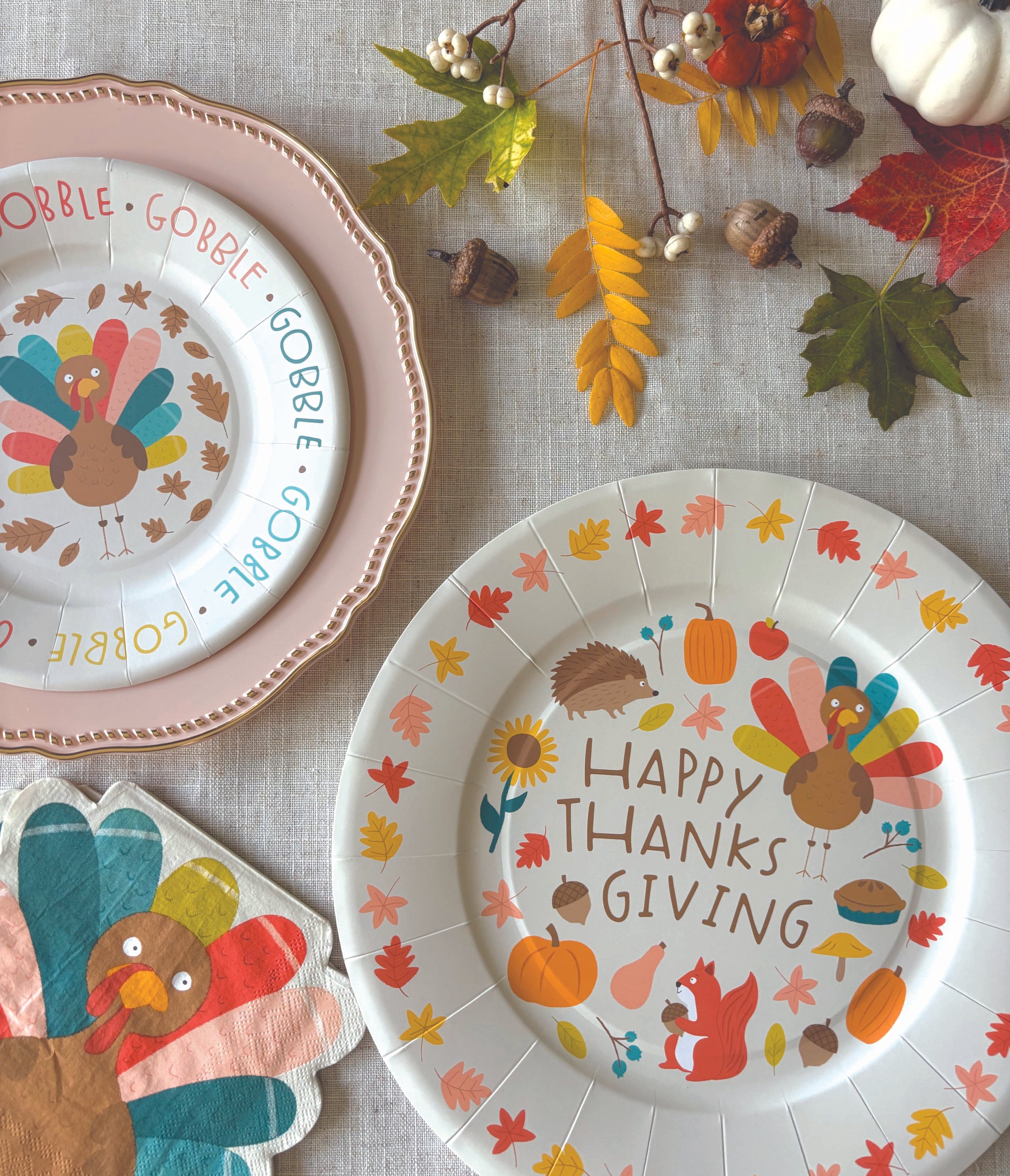 Cute Thanksgiving Tableware designed by Two Pooch Paperie