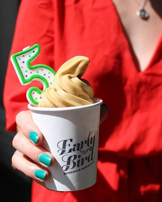 We&rsquo;re celebrating our belated 5 year anniversary with vegan, soft serve ice cream all summer! Each batch is made with oat milk and inspired by our drink menu. The first outta the gate is Cold Brew, but stay tuned, new flavors will be dropping e