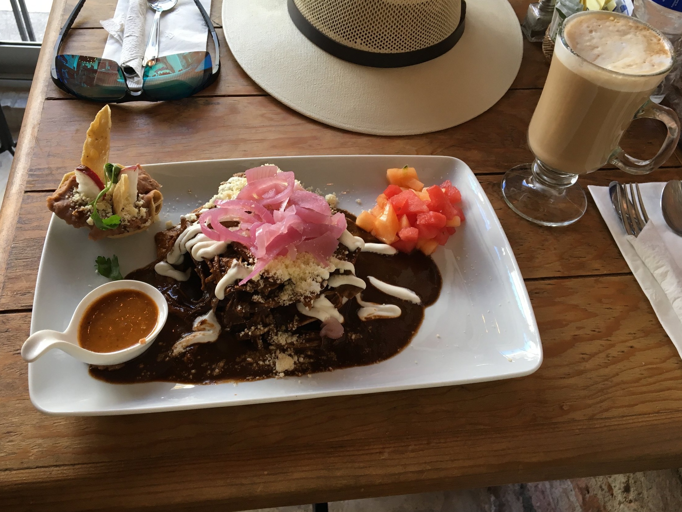 Chilaquiles with chocolate mole