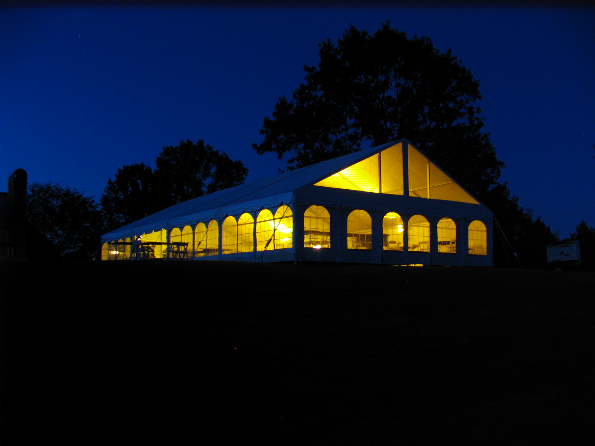 40x80 white frame tent with can lights and cathedral window sidewall