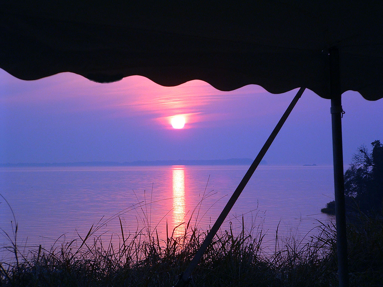 Wedding tent with sunset