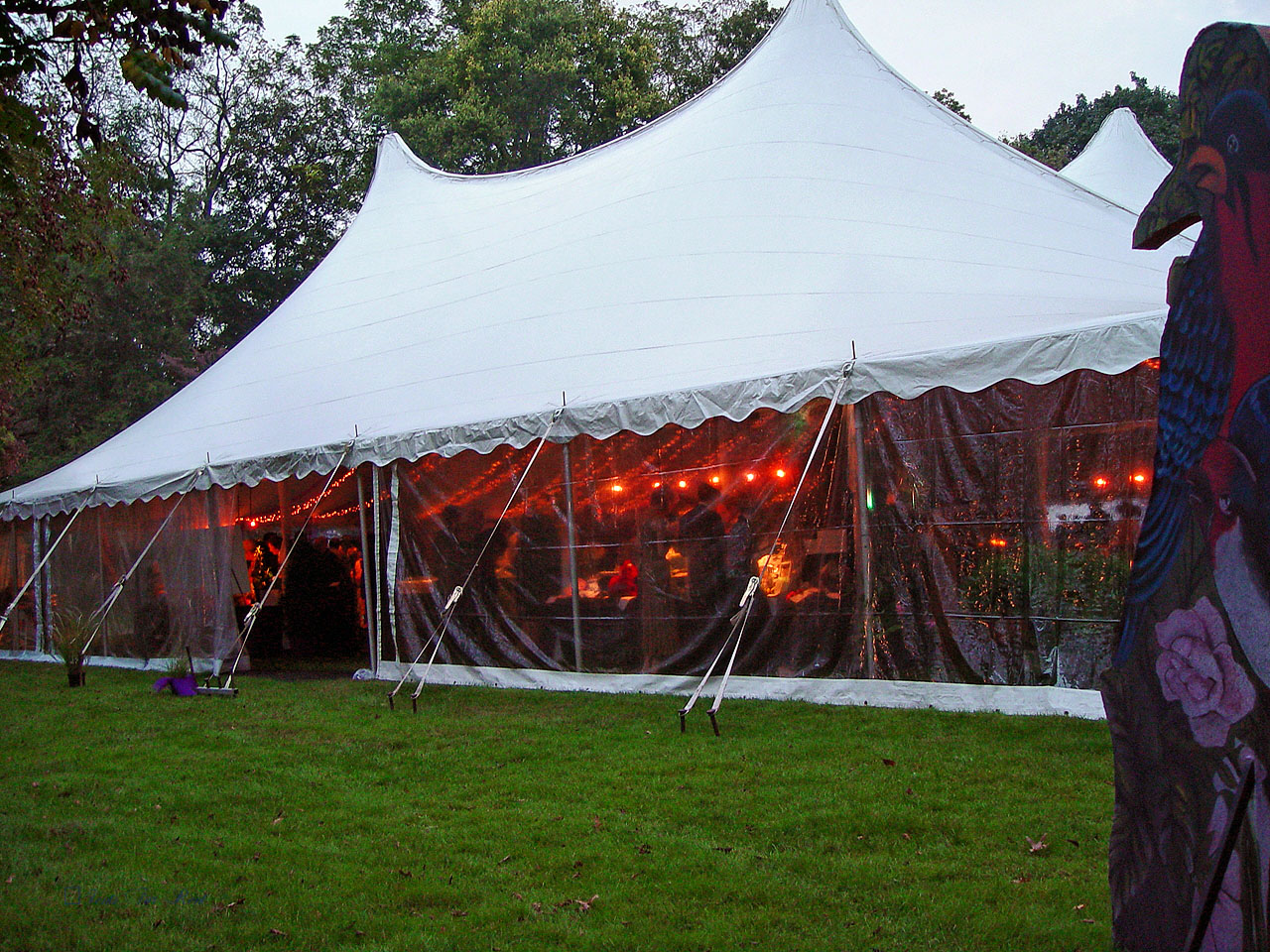 White wedding tent with clear sidewall