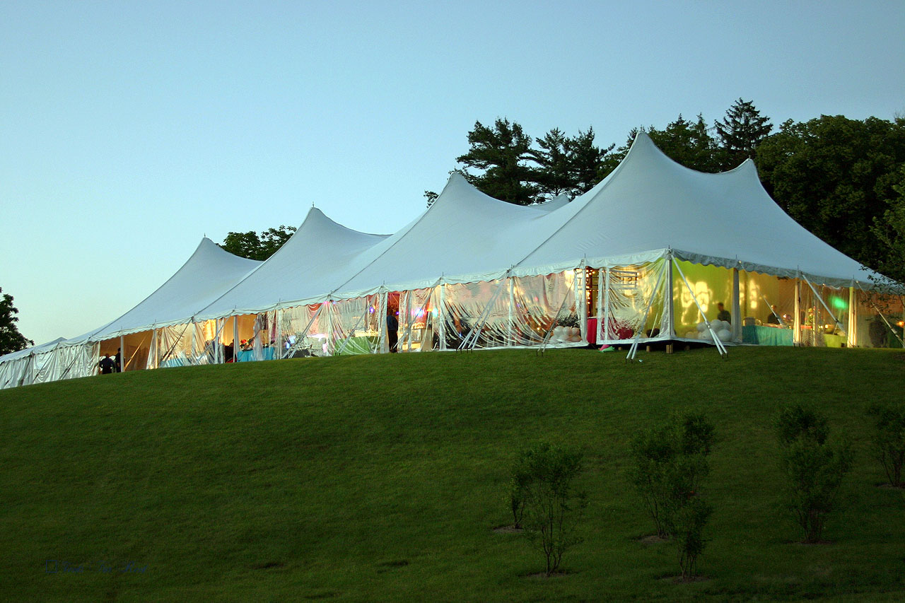 60x130 white party tent with clear sides