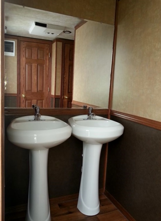 Six person restroom trailer for rent