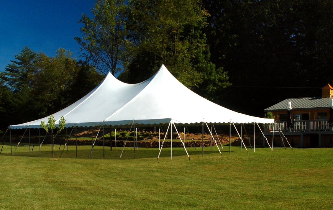 White wedding tent with open side walls