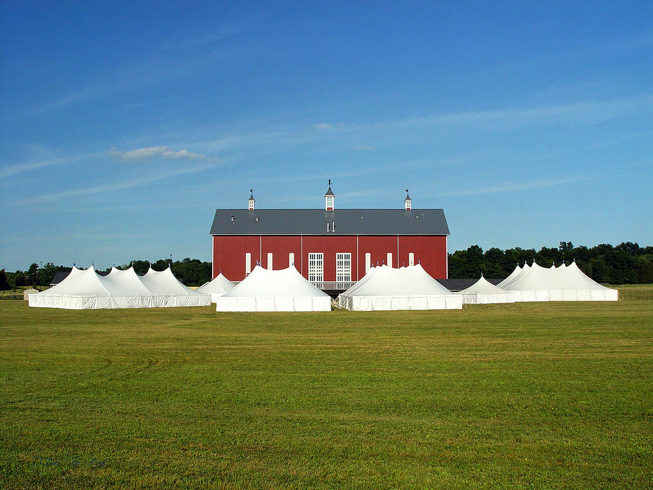 Tents with white sidewalls
