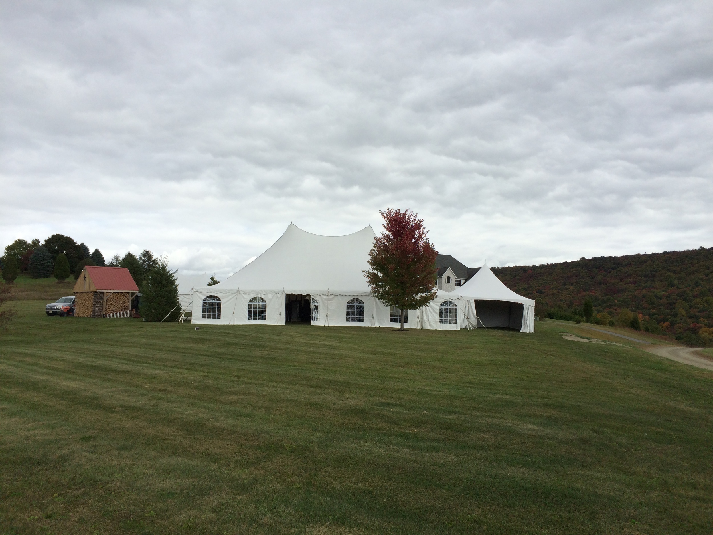 Wedding tent with church window style sidewalls