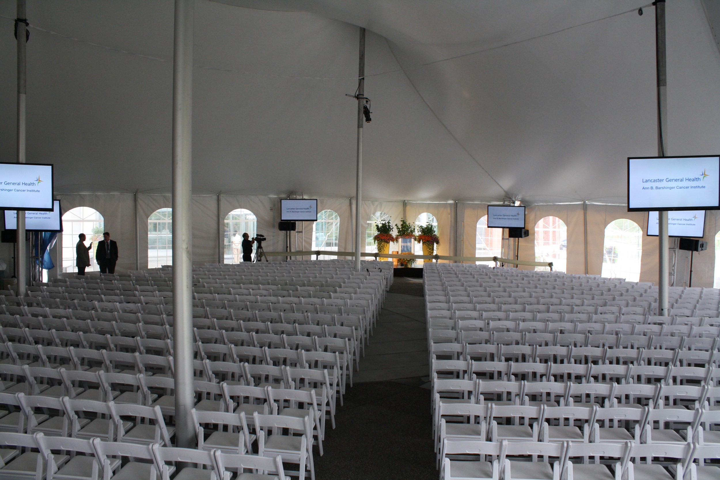 Government tent with crowd seating for large events