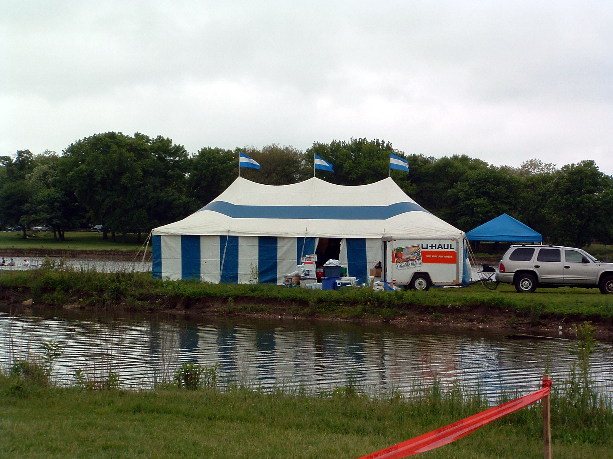 Tent installed on an island