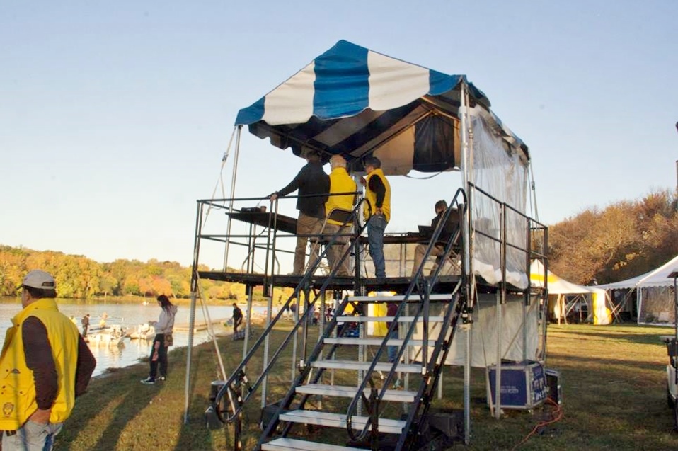 Tent on a raised platform