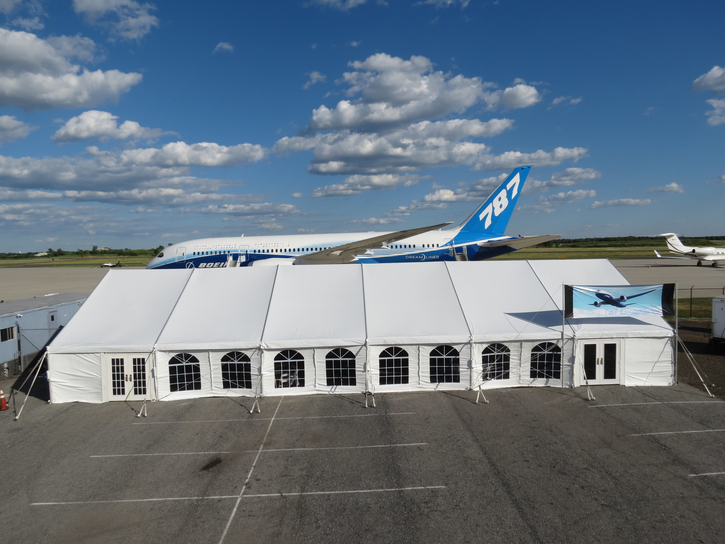 Tent at an airport