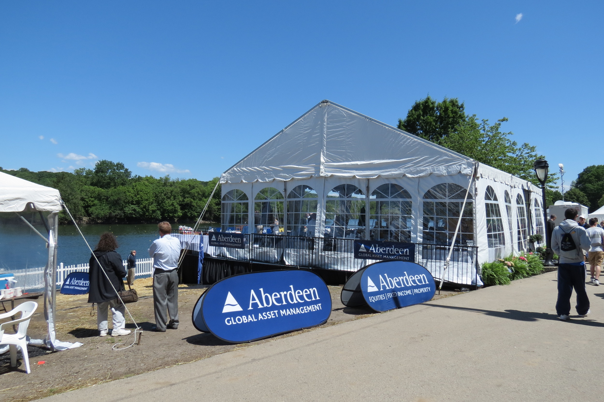 Tent on raised platform/stage