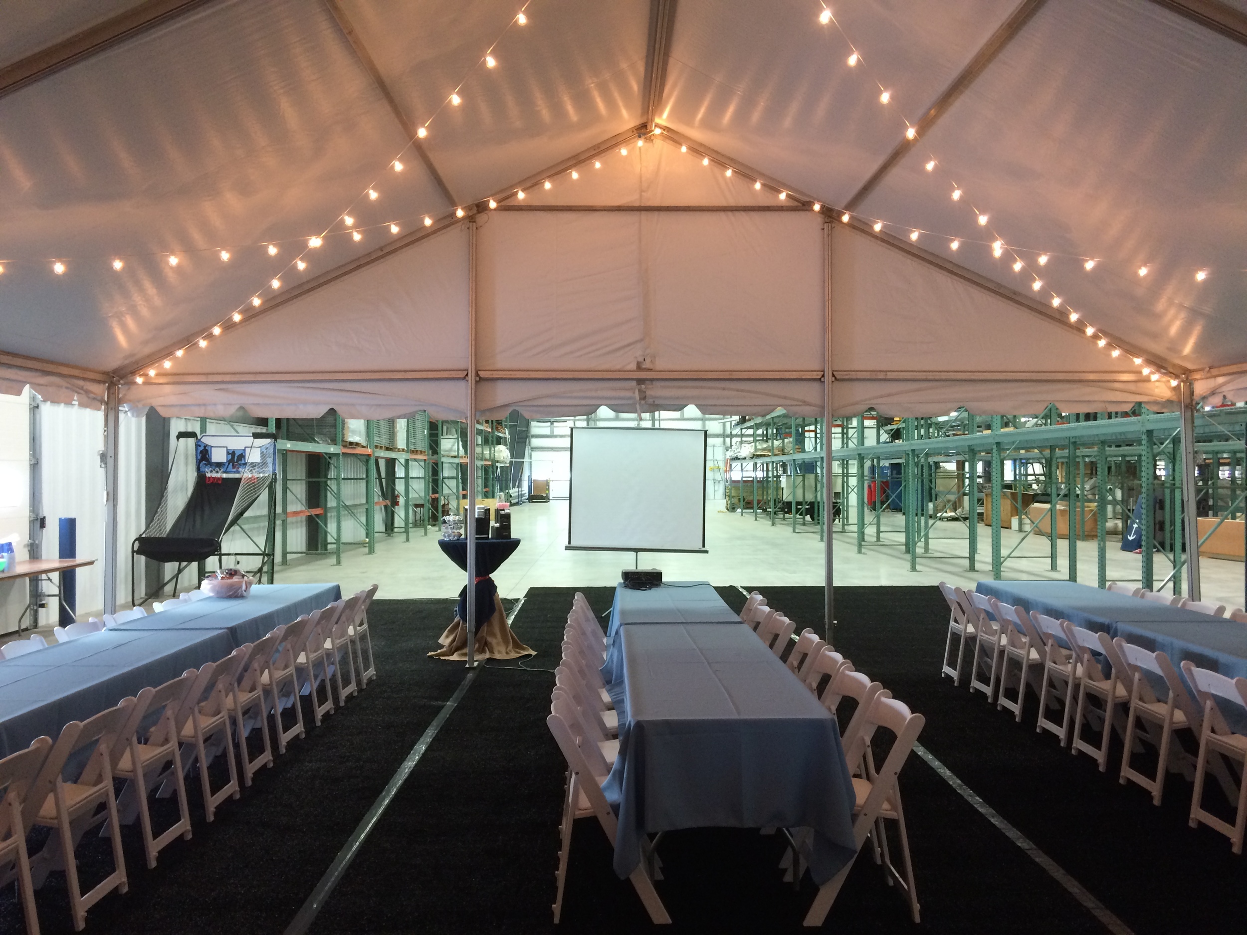 Tent inside a building