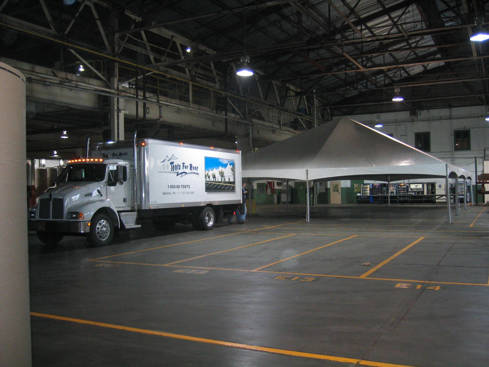 Tent inside a warehouse