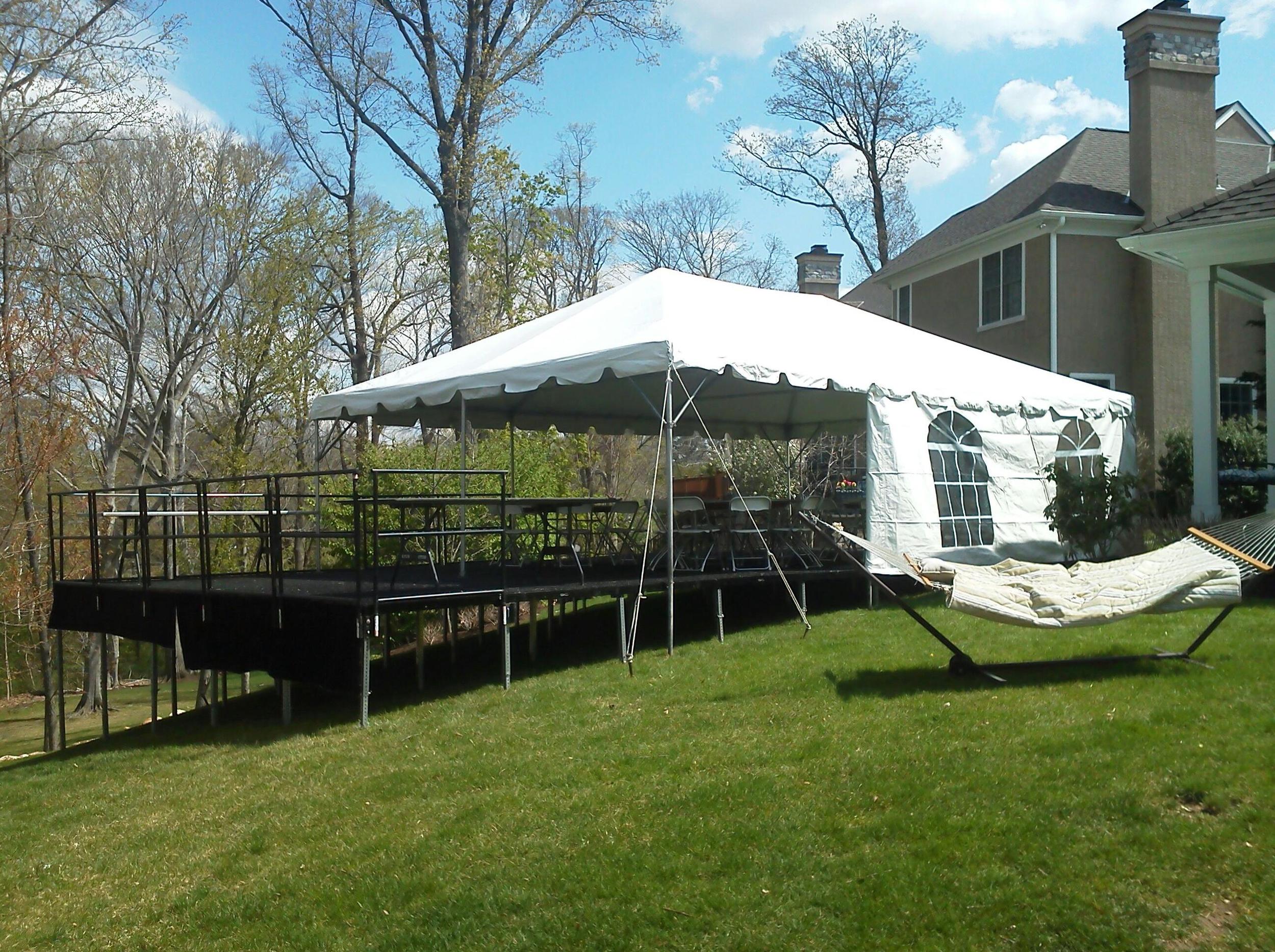 Tent on a raised platform/stage