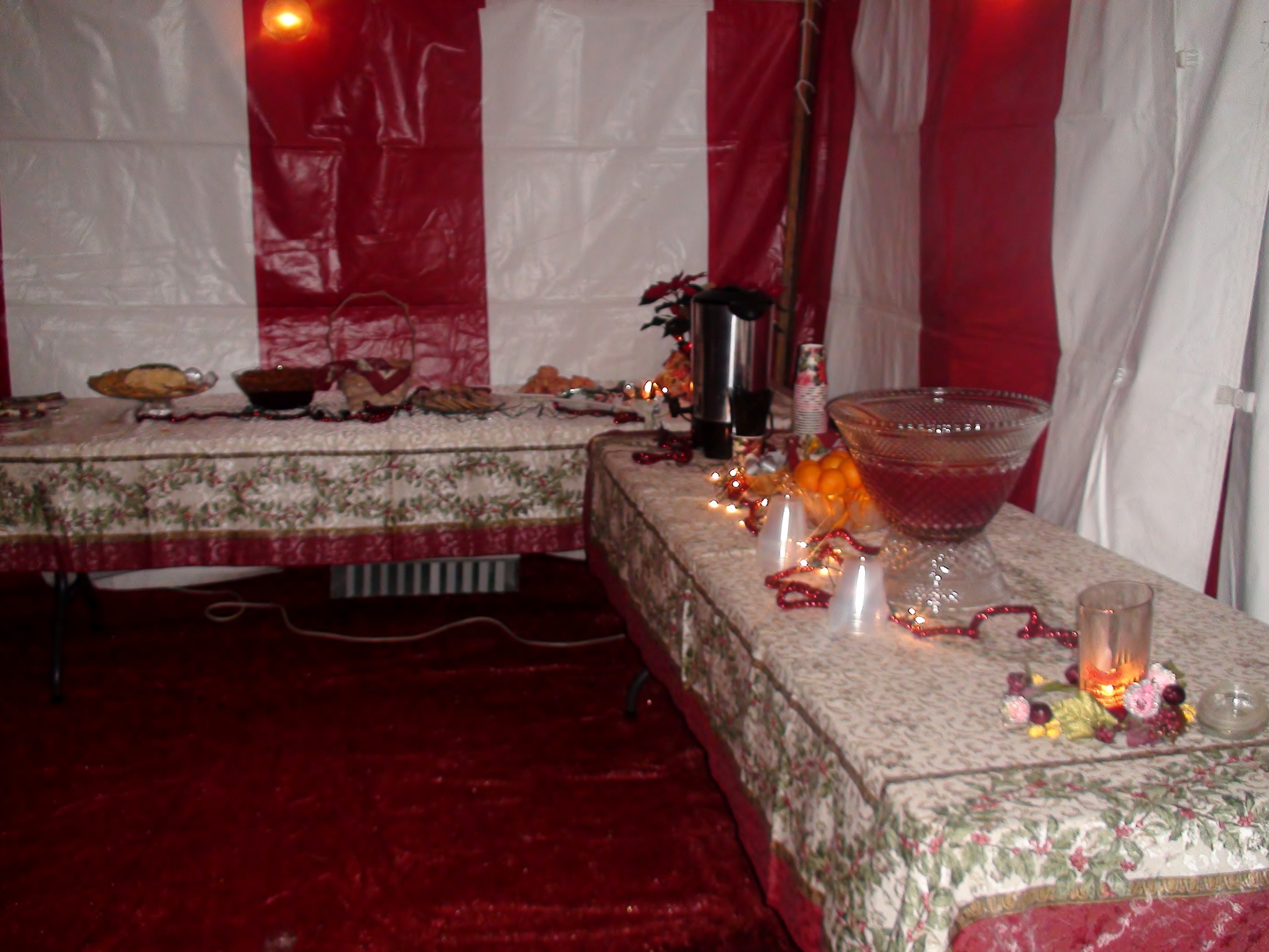 Outdoor Christmas party in a heated tent