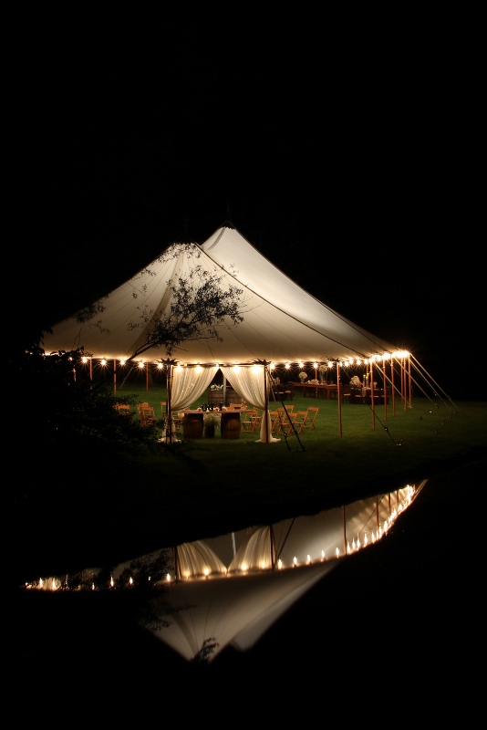 Sheer top tent at night