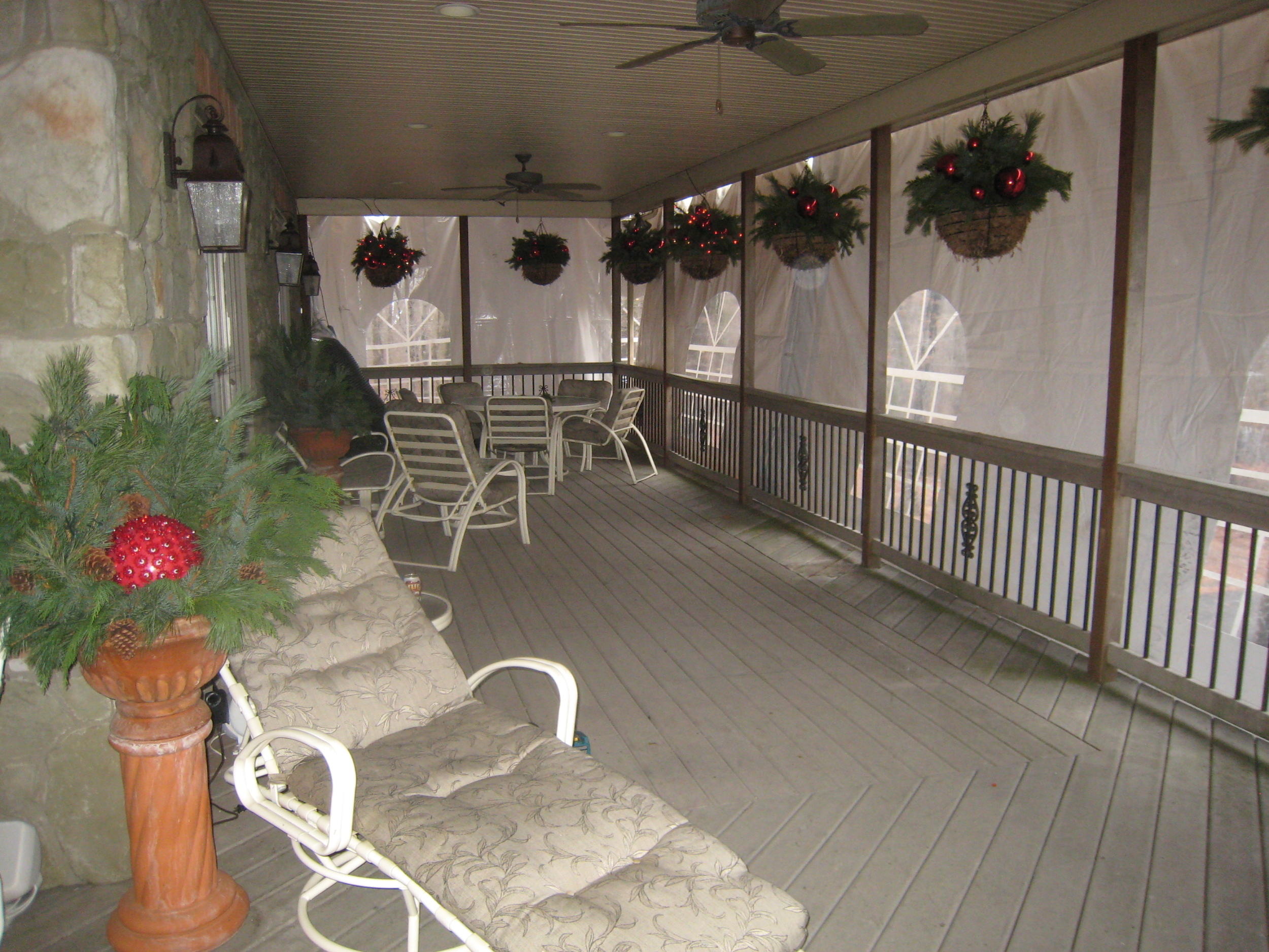 Patio enclosed with tent walls