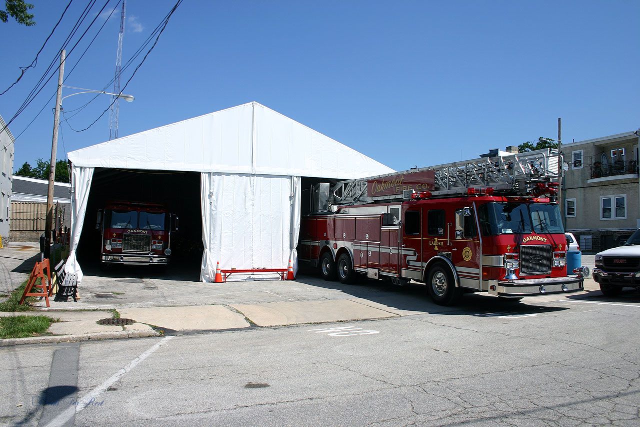 Tent for temporary firehouse