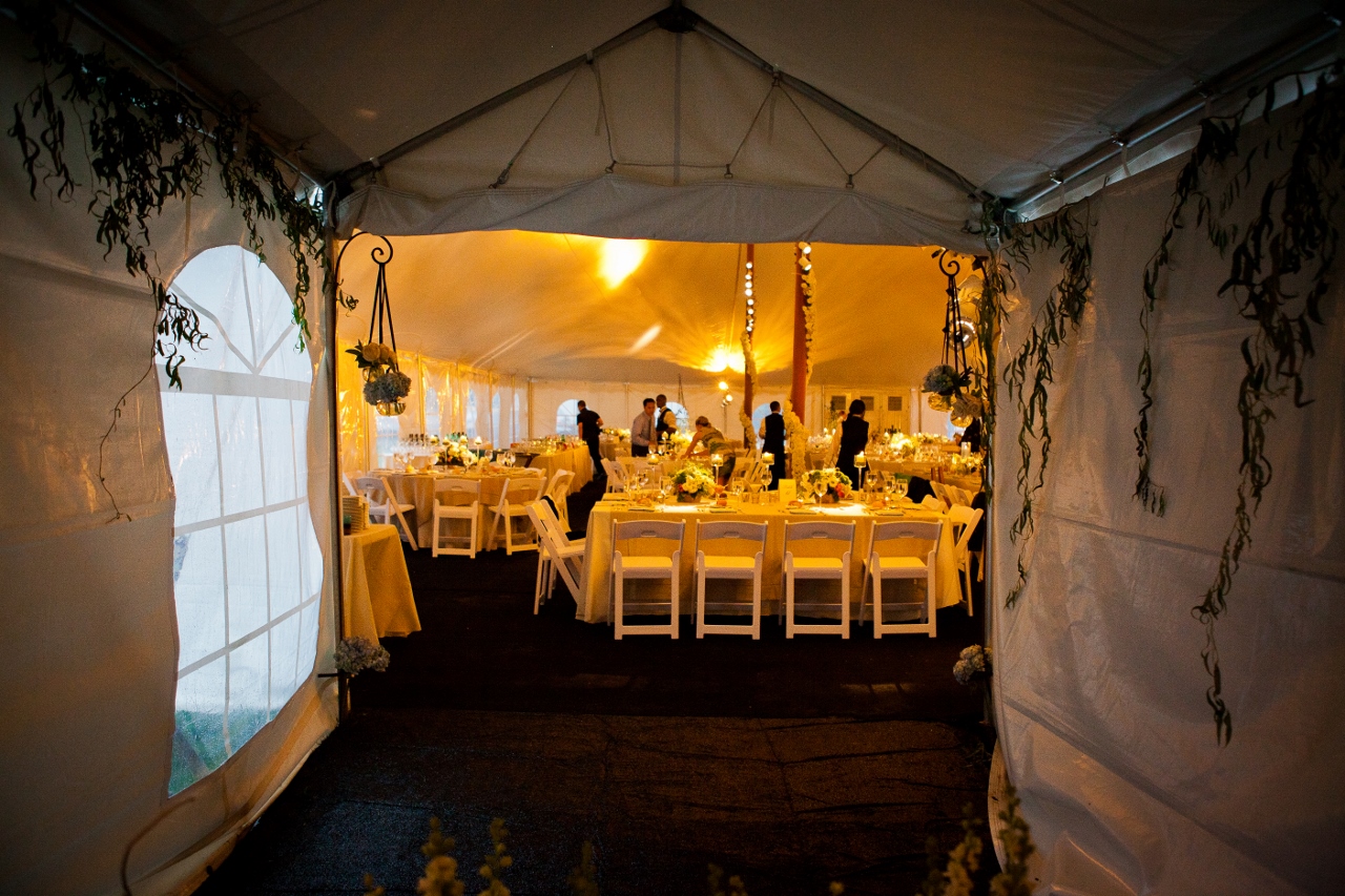 Wedding tent during a storm