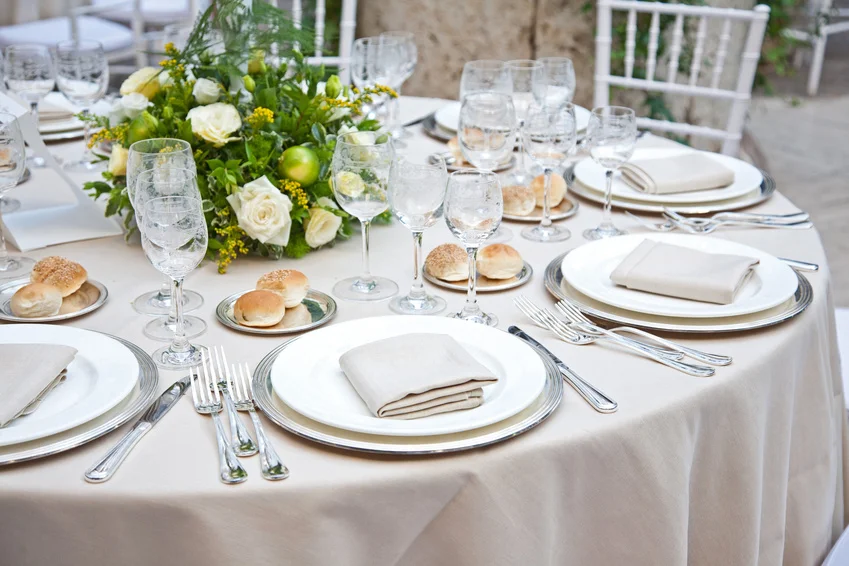 A table set for a reception