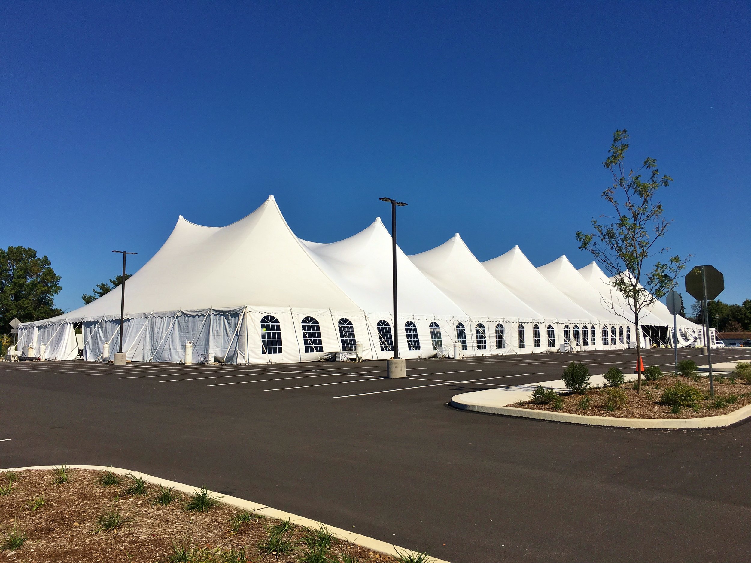 Large disaster response tents for sleeping or dining