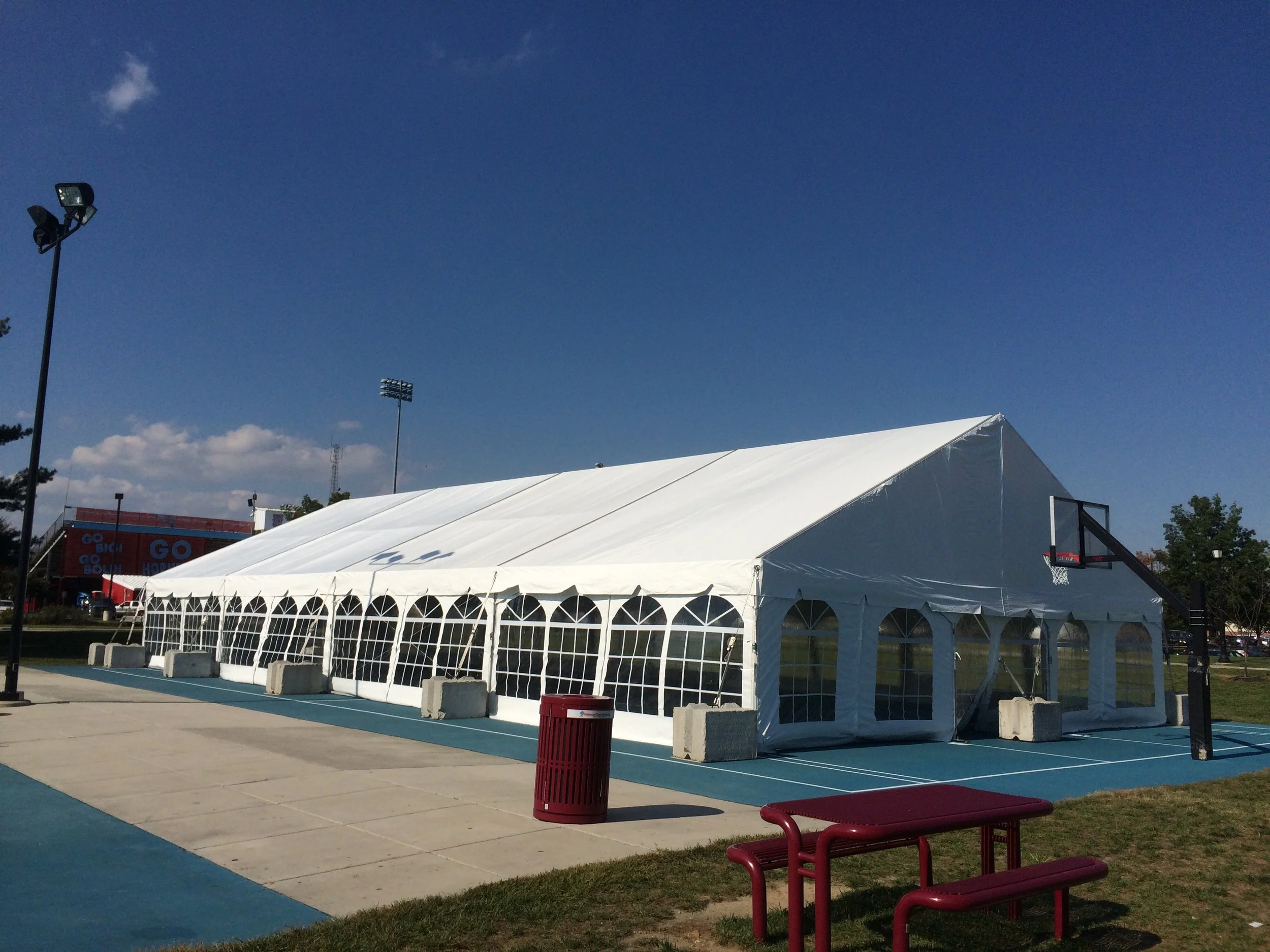 Staking or weighting a tent on asphalt?