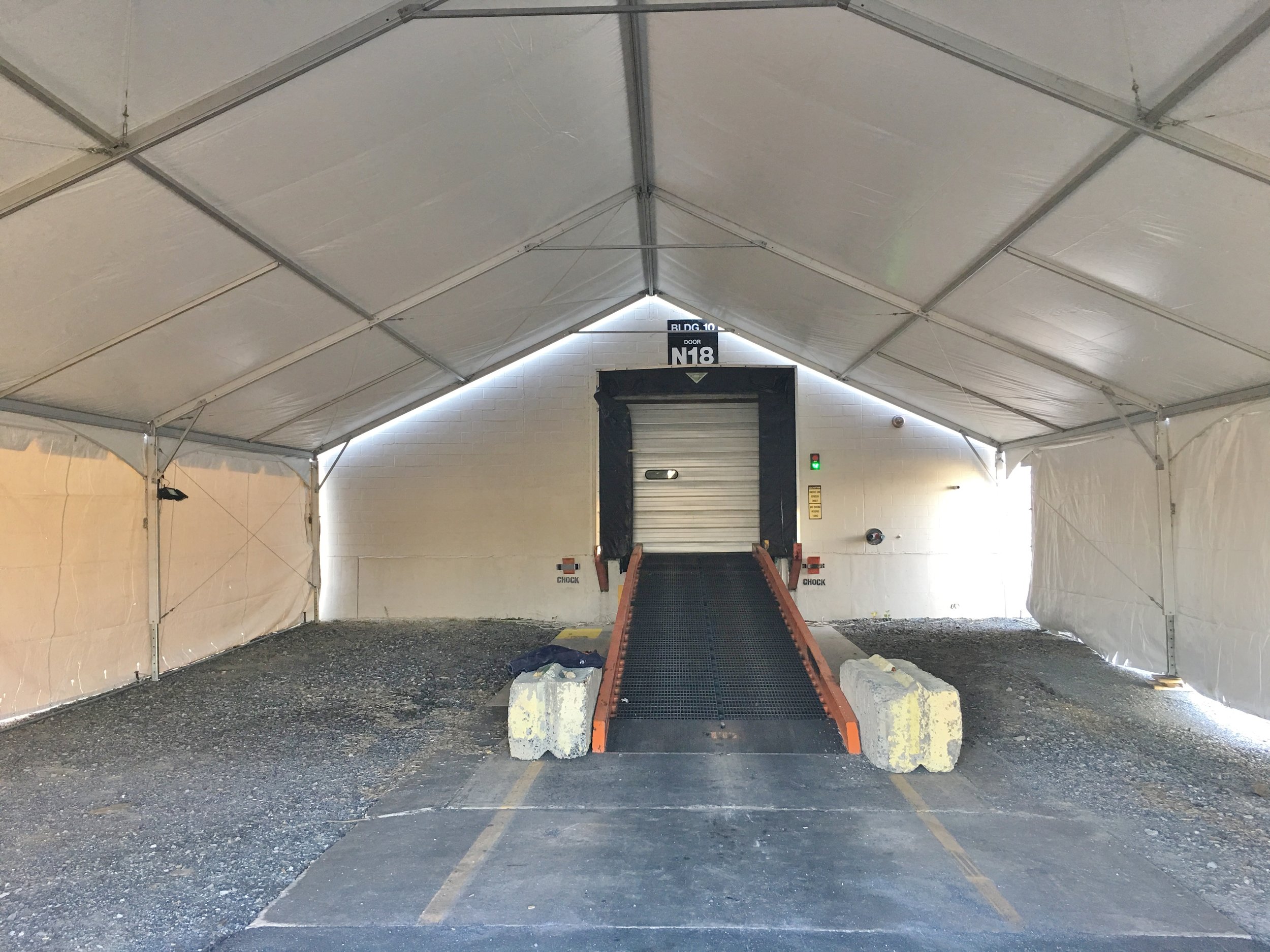 Temporary winter forklift ramp cover used during construction