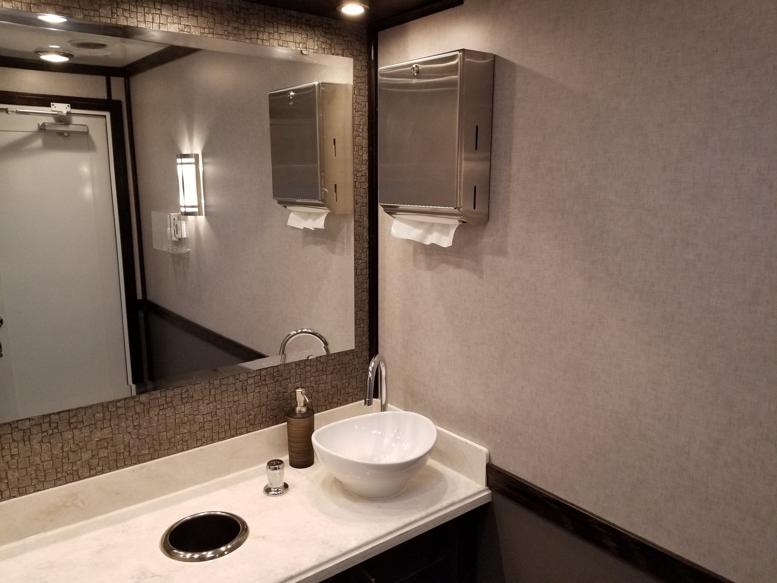 2 person restroom trailer interior