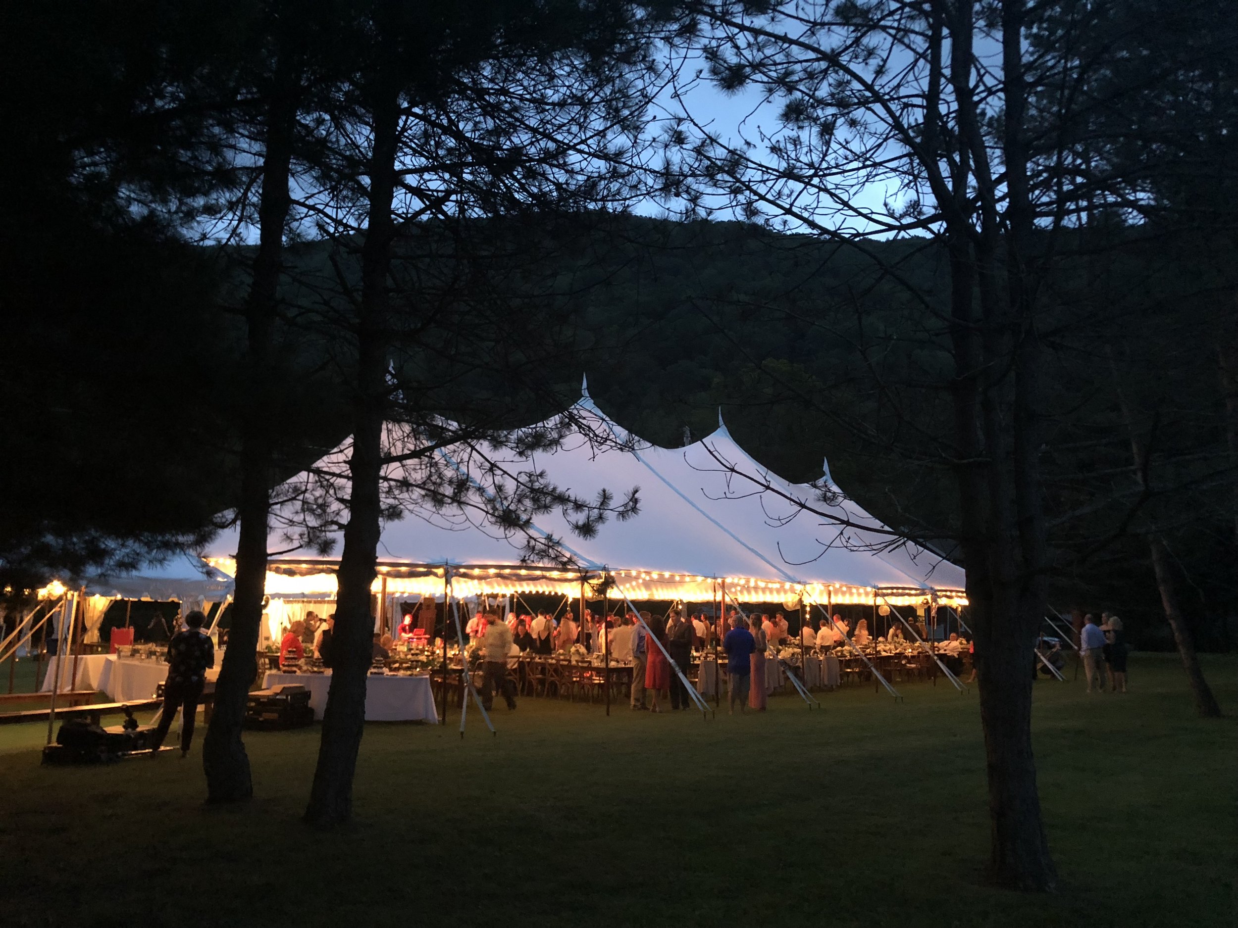 Outdoor tent wedding in the trees