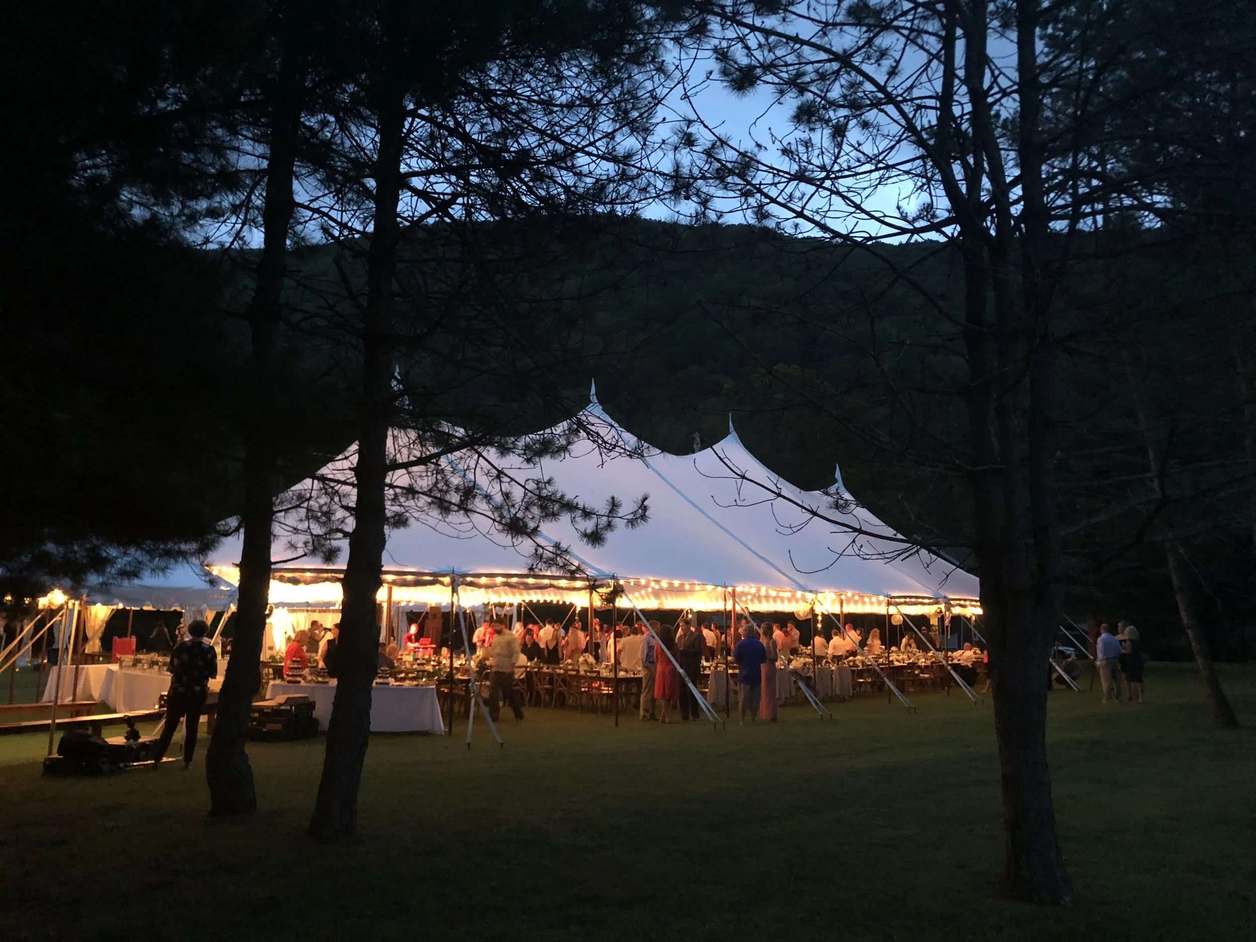Outdoor tent wedding in the trees