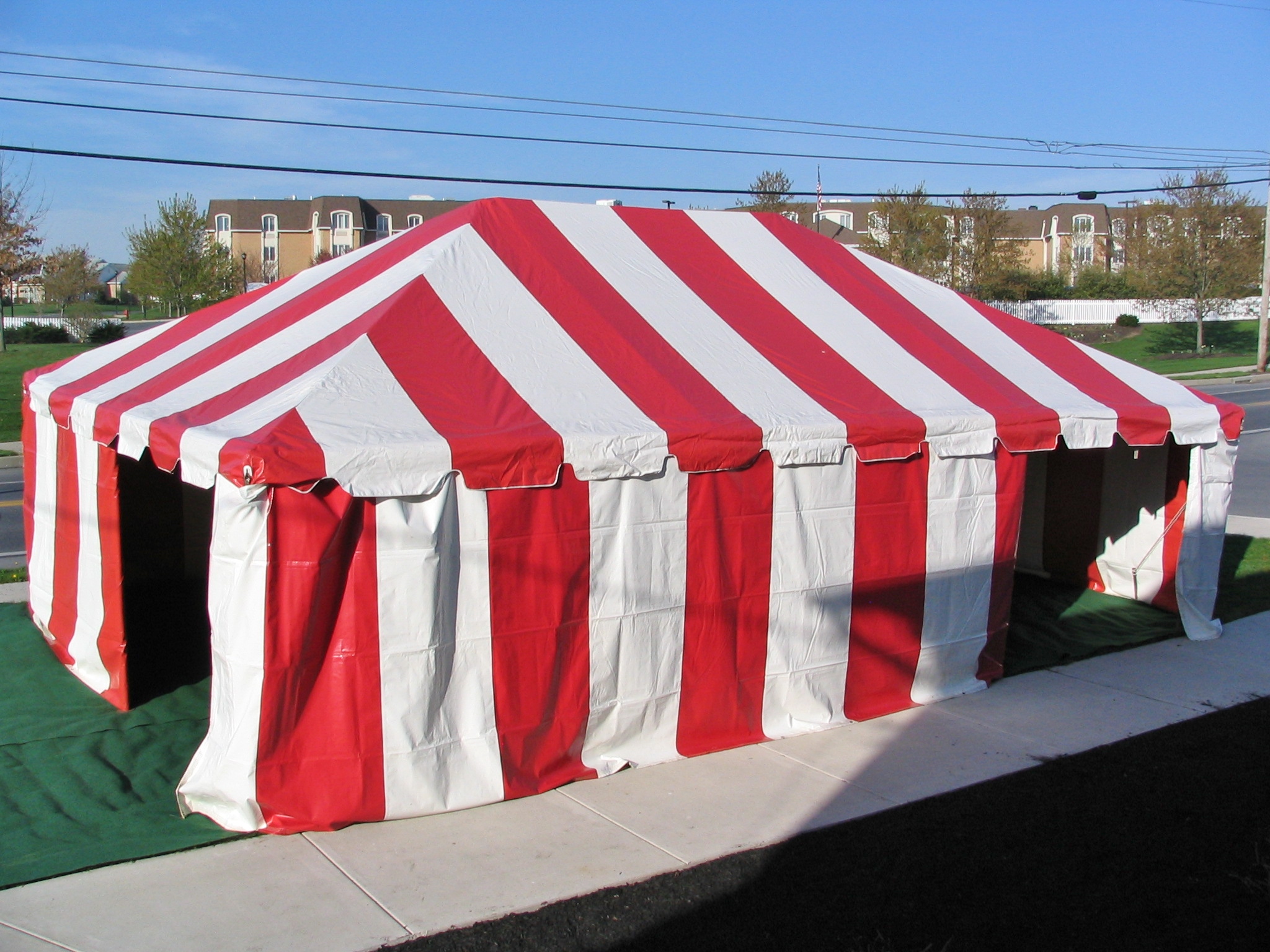 Red striped tent for rent in Lansdale, PA