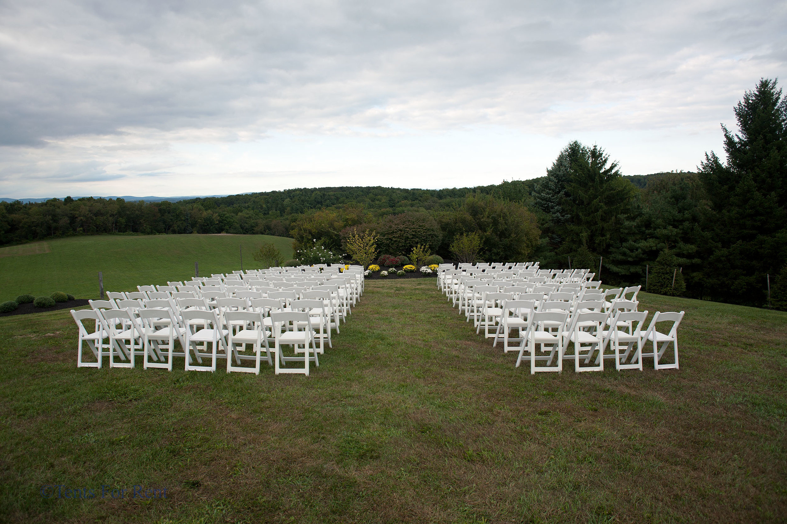 White padded garden chairs in Lansdale,PA