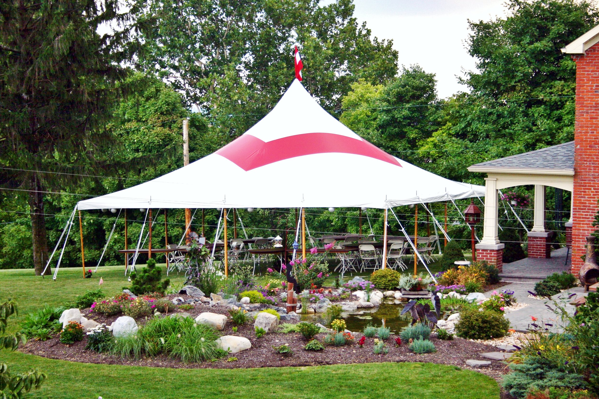Red party tent for rent in Pine Grove, PA
