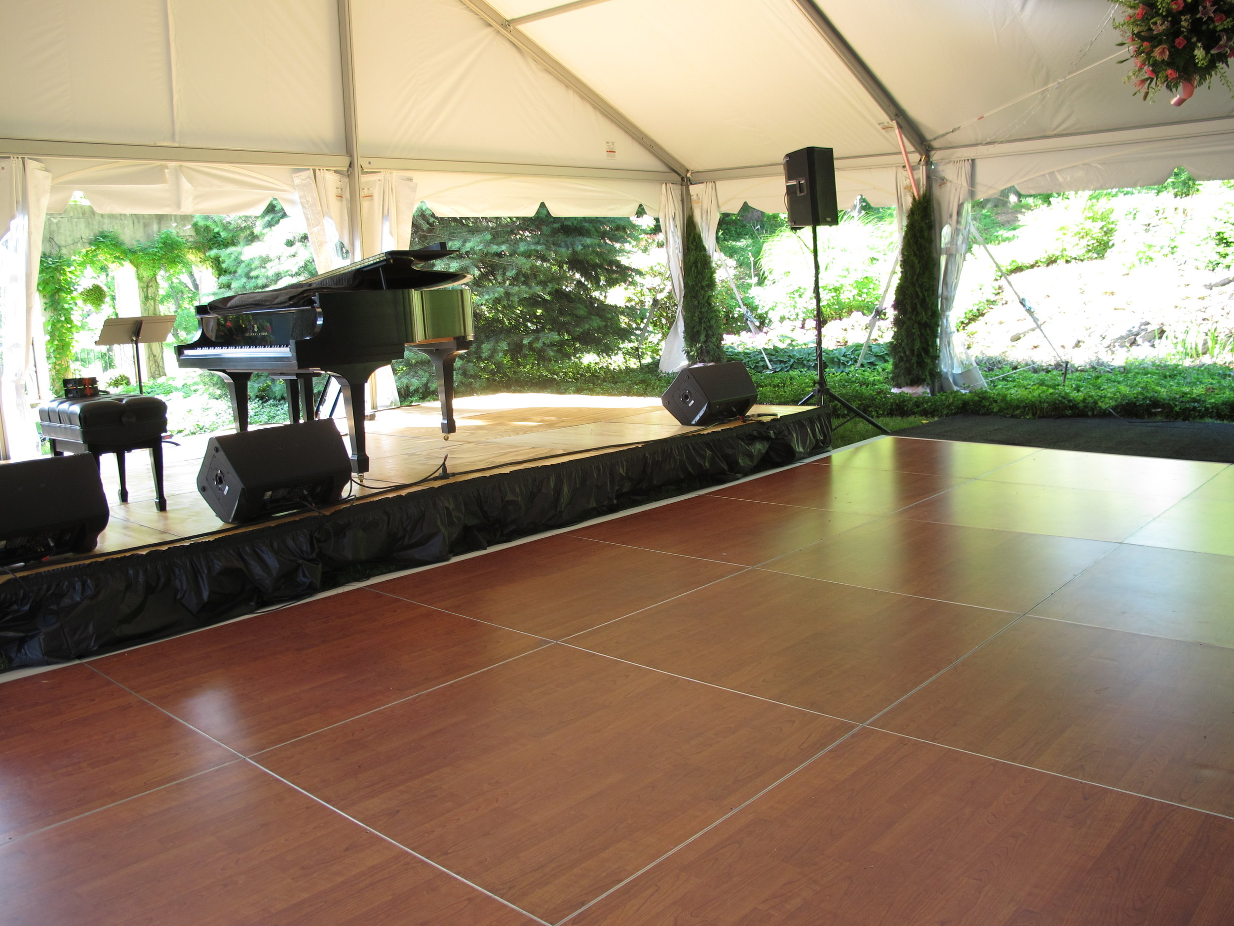 Gorgeous cherry dance floor and stage for rent in Hanover, PA 