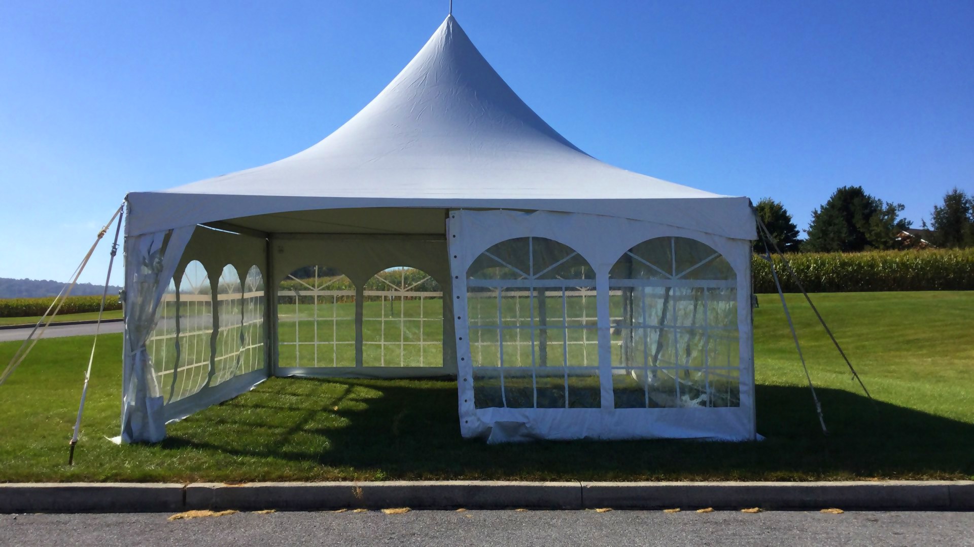 Beautiful white frame tent for rent in Montgomery Co, MD