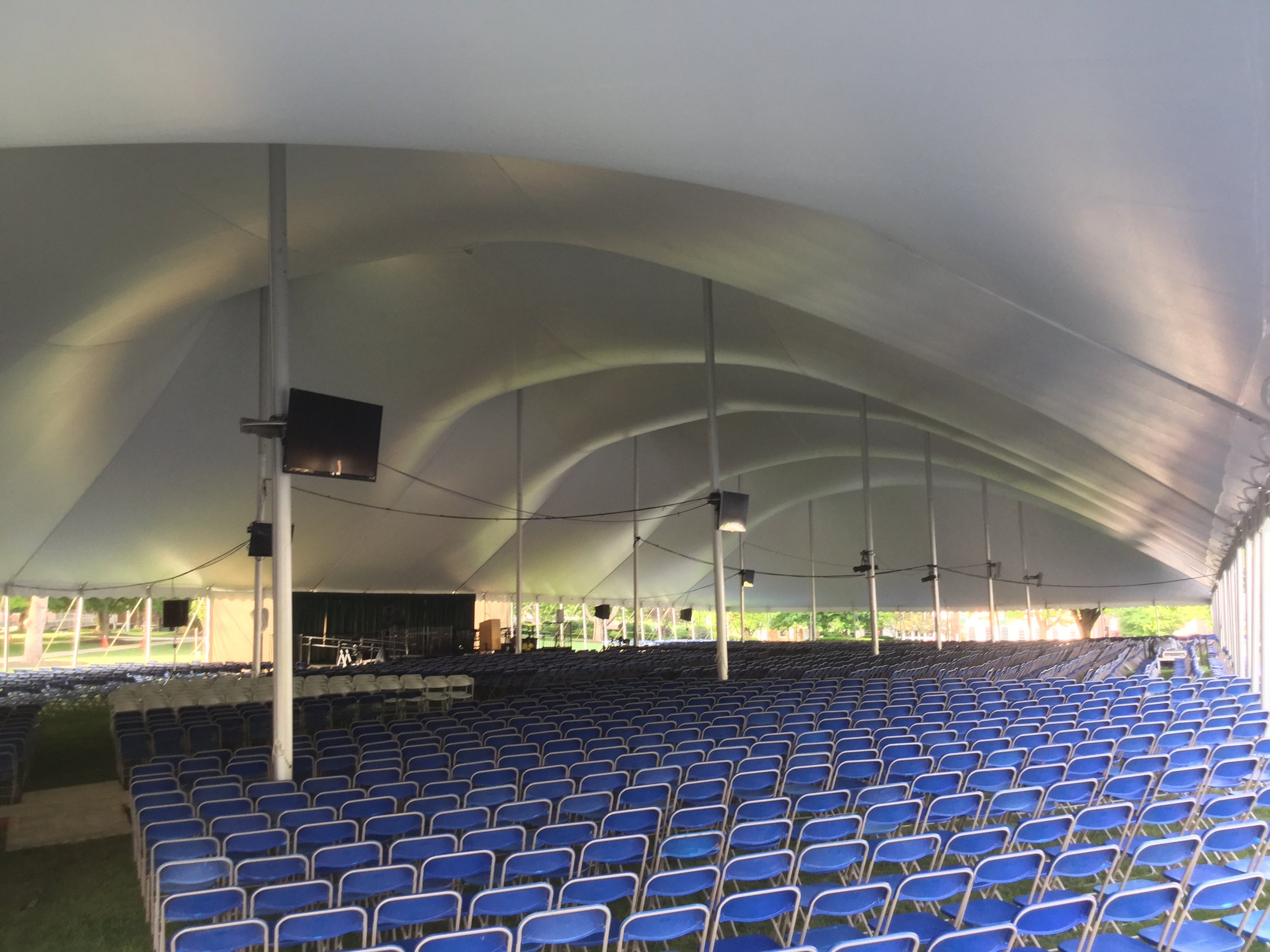 University graduation tent and seating