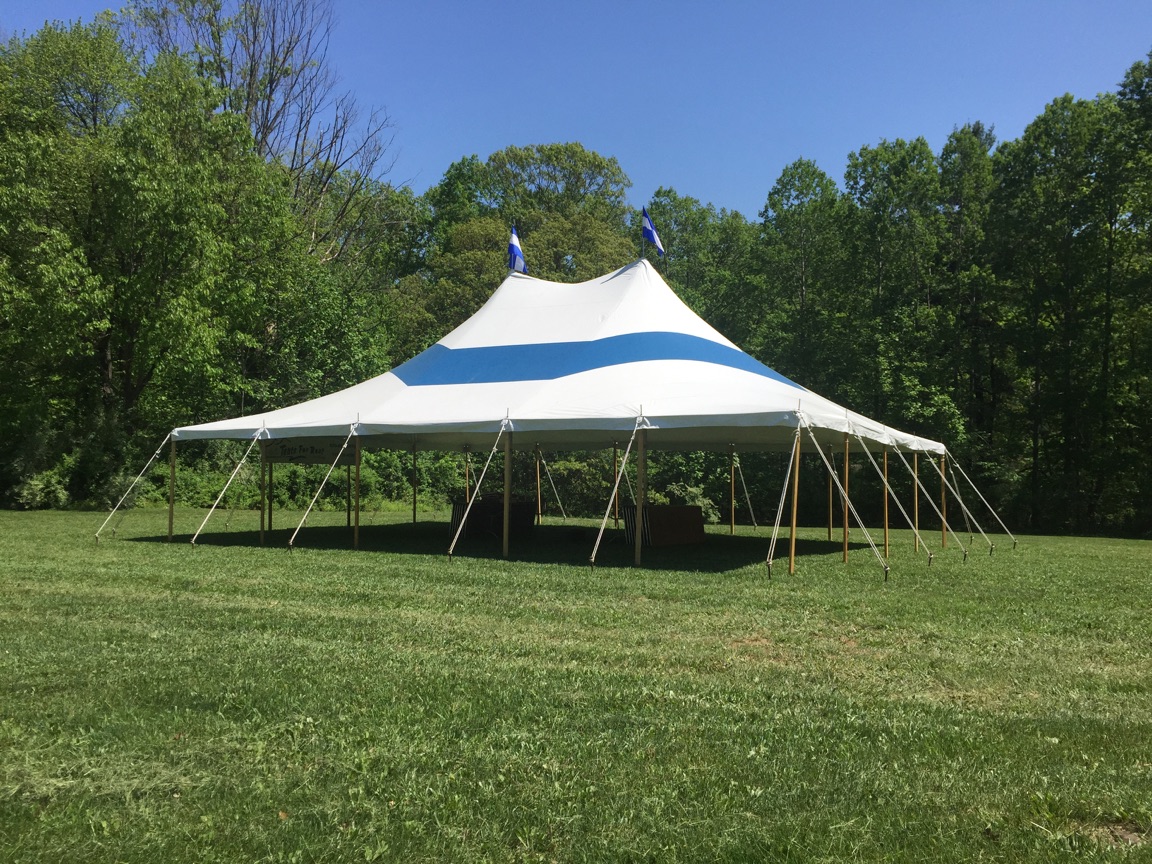 Blue stripe party tent for rent in Washington, DC