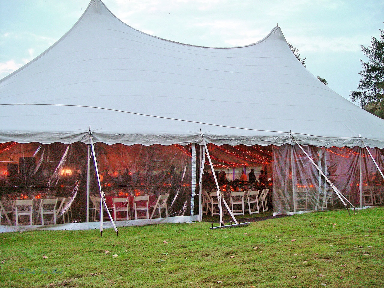 Large white tent with clear sidewalls for rent in Chambersburg, PA