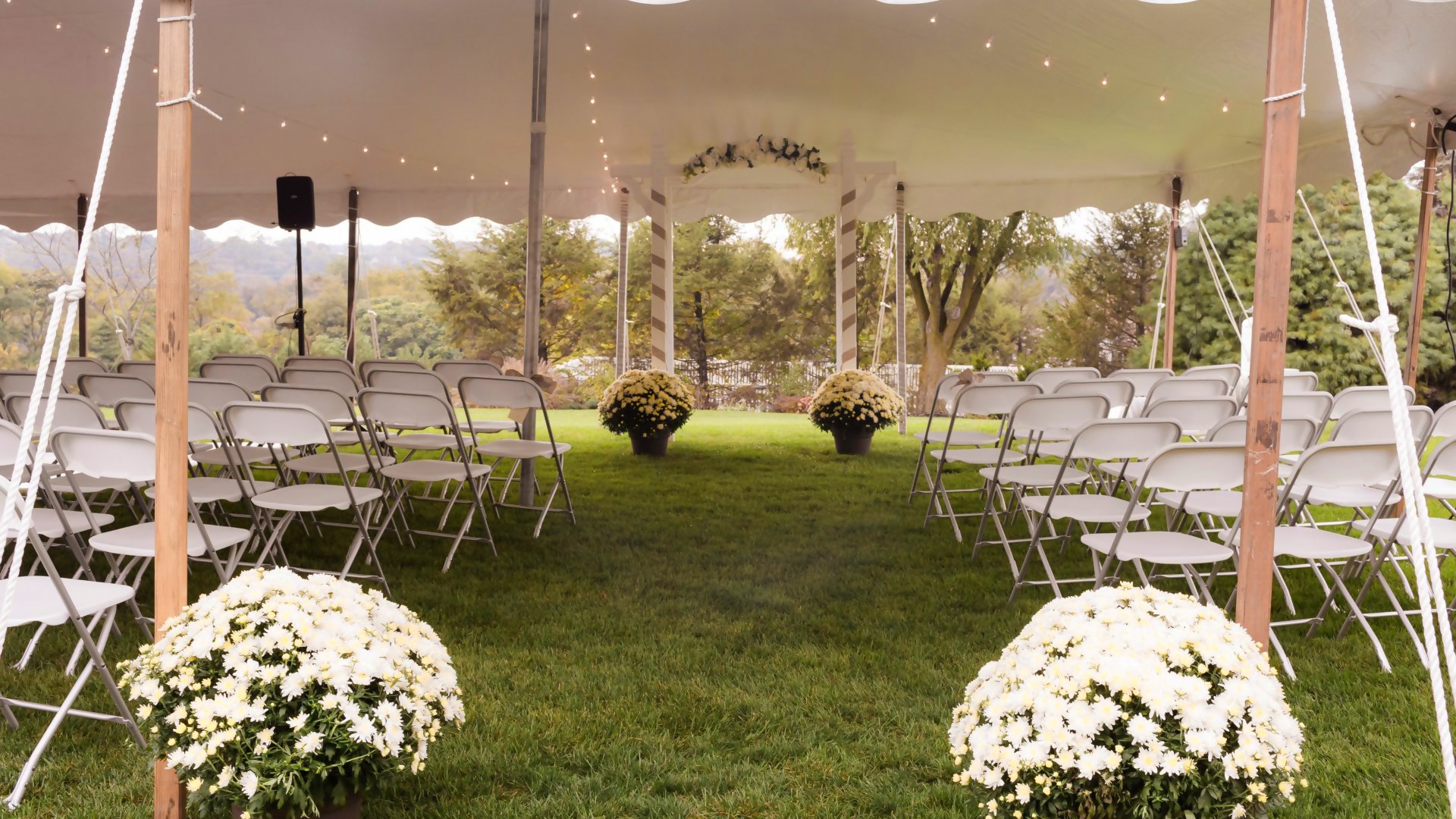Comfortable white folding chairs for rent in Cherry Hill, NJ