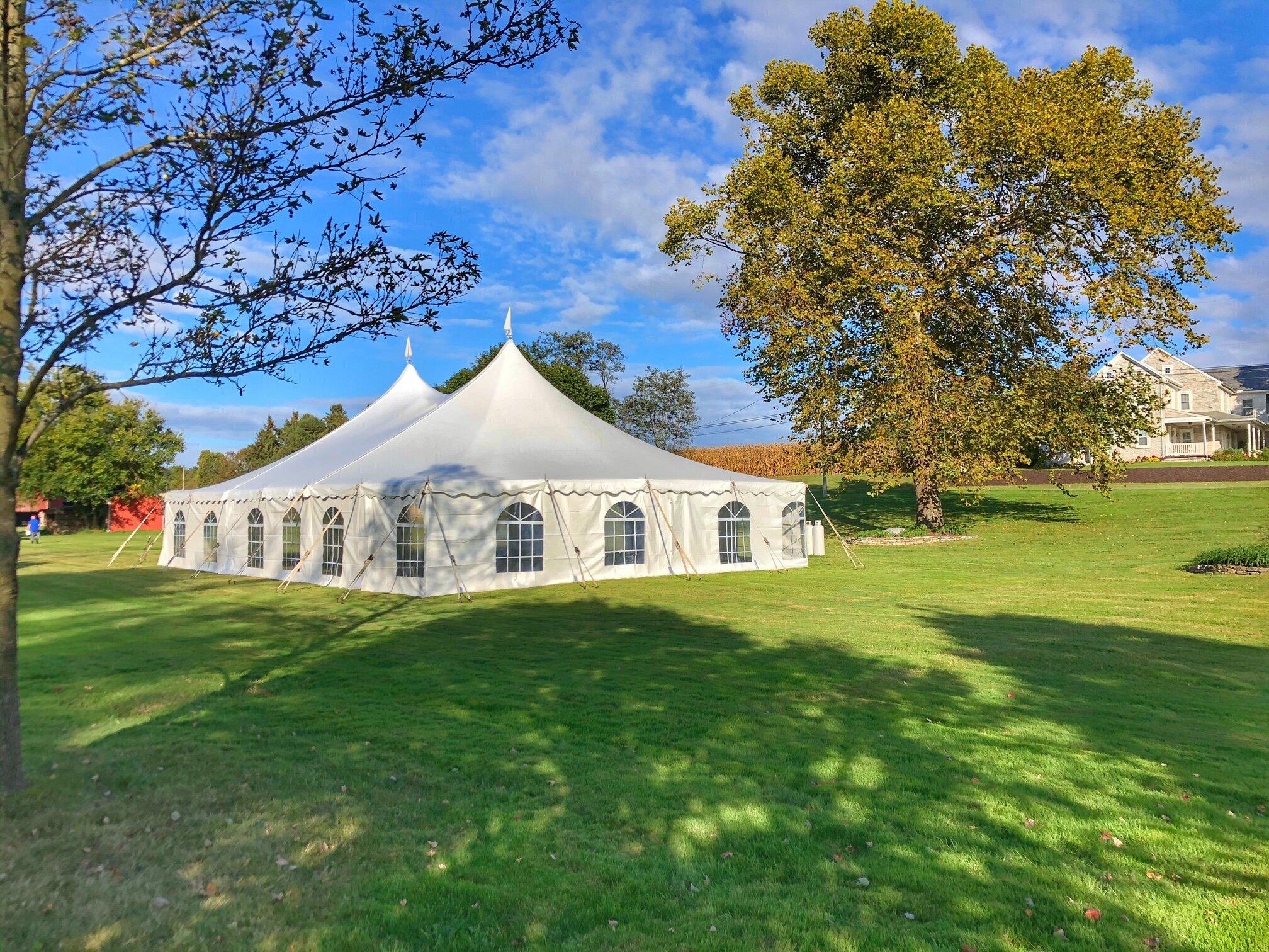 40x60 white wedding tent with cathedral window walls