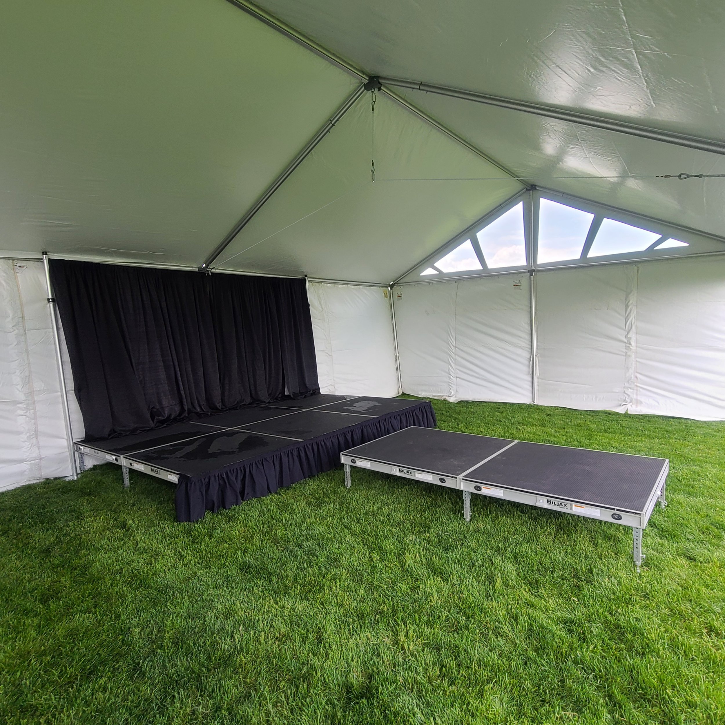 Graduation ceremony stage in tent
