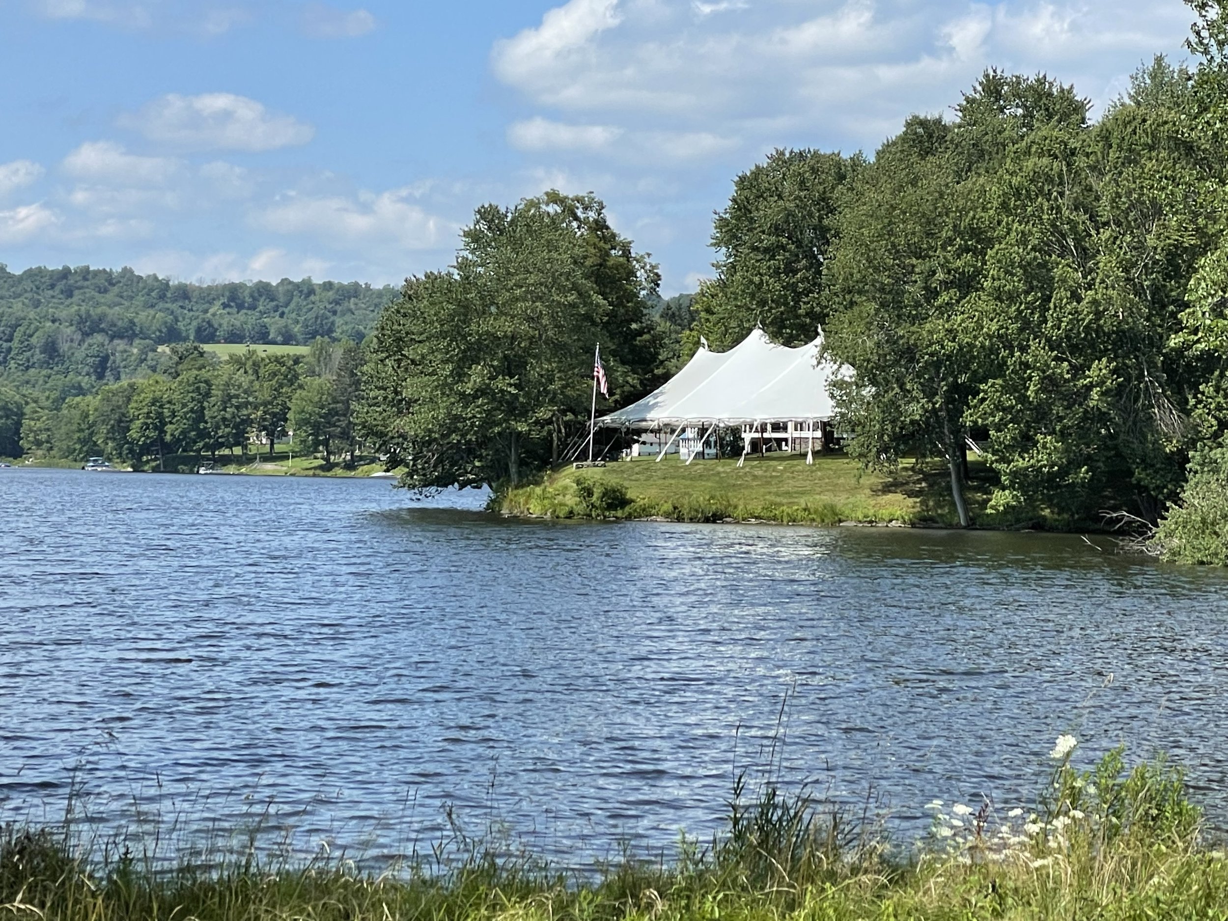 45x84 sailcloth lakeside wedding tent