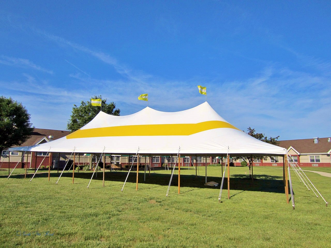 30x60 yellow and white striped colored tent