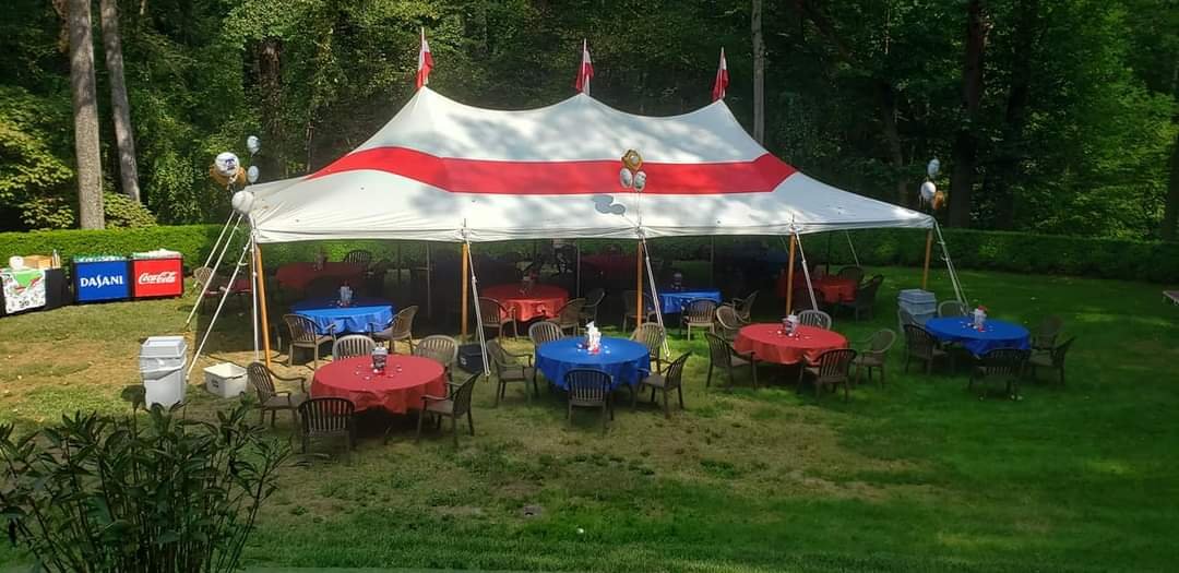 20x40 red and white striped colored tent