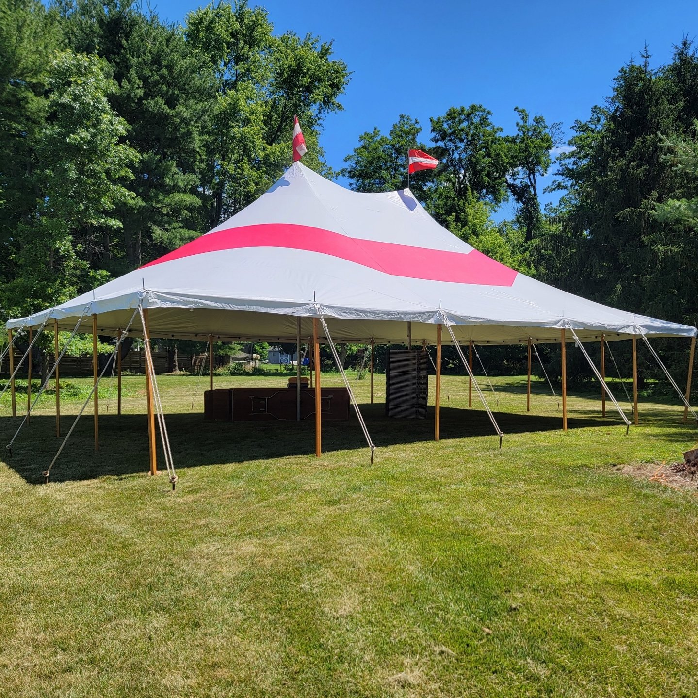 30x40 red and white striped colored tent