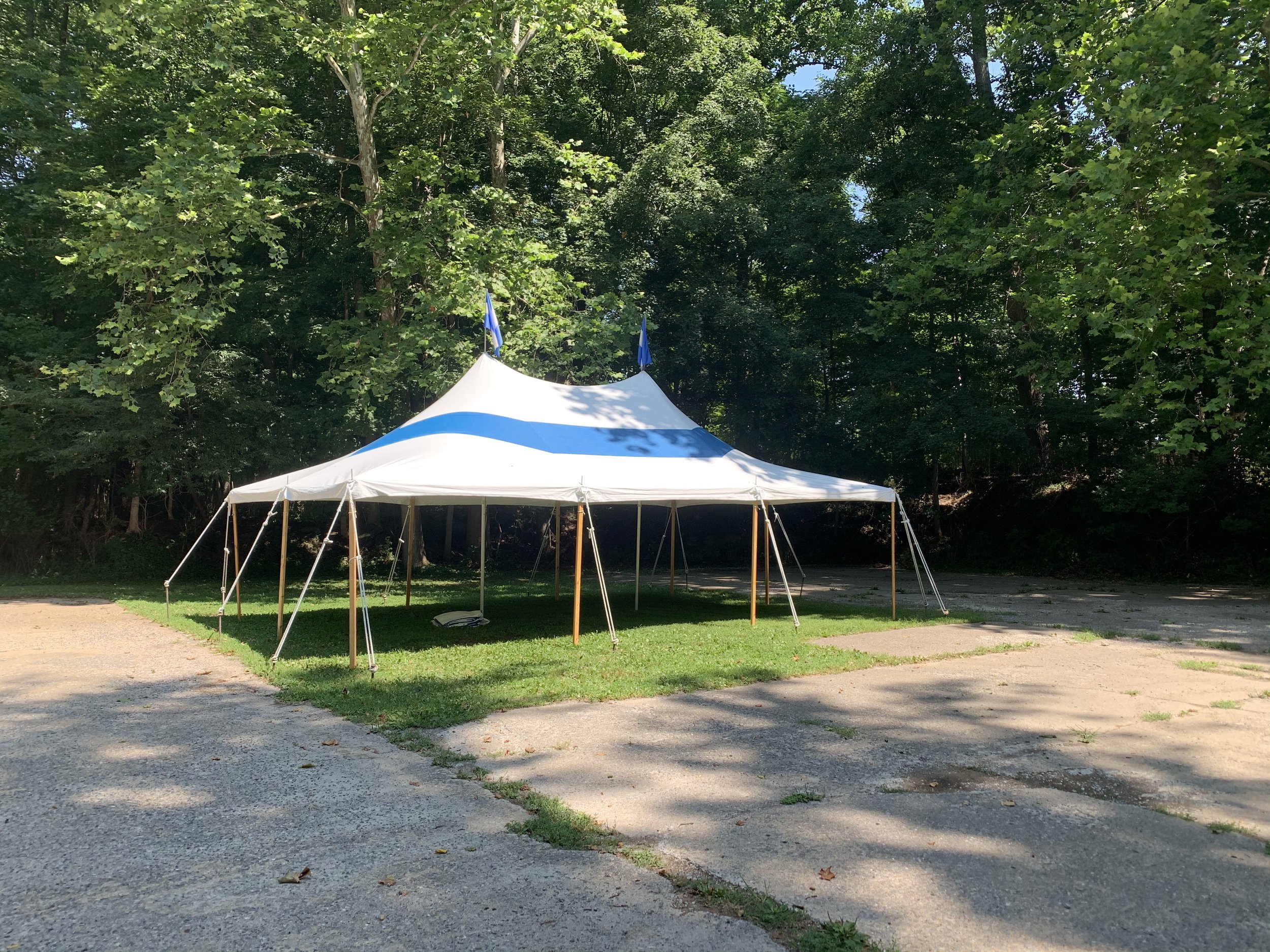 20x30 blue and white striped colored tent