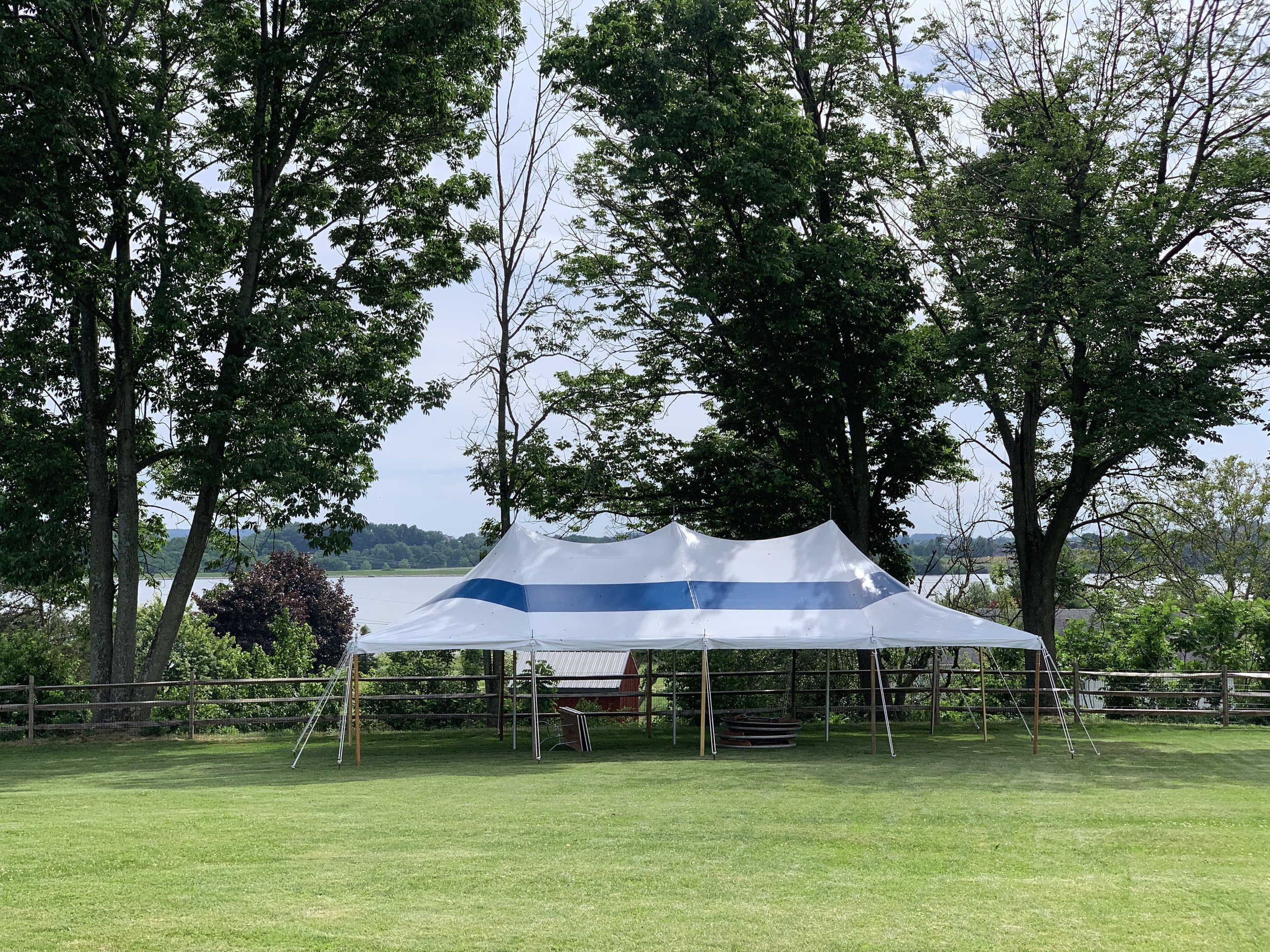 20x40 blue and white striped colored tent