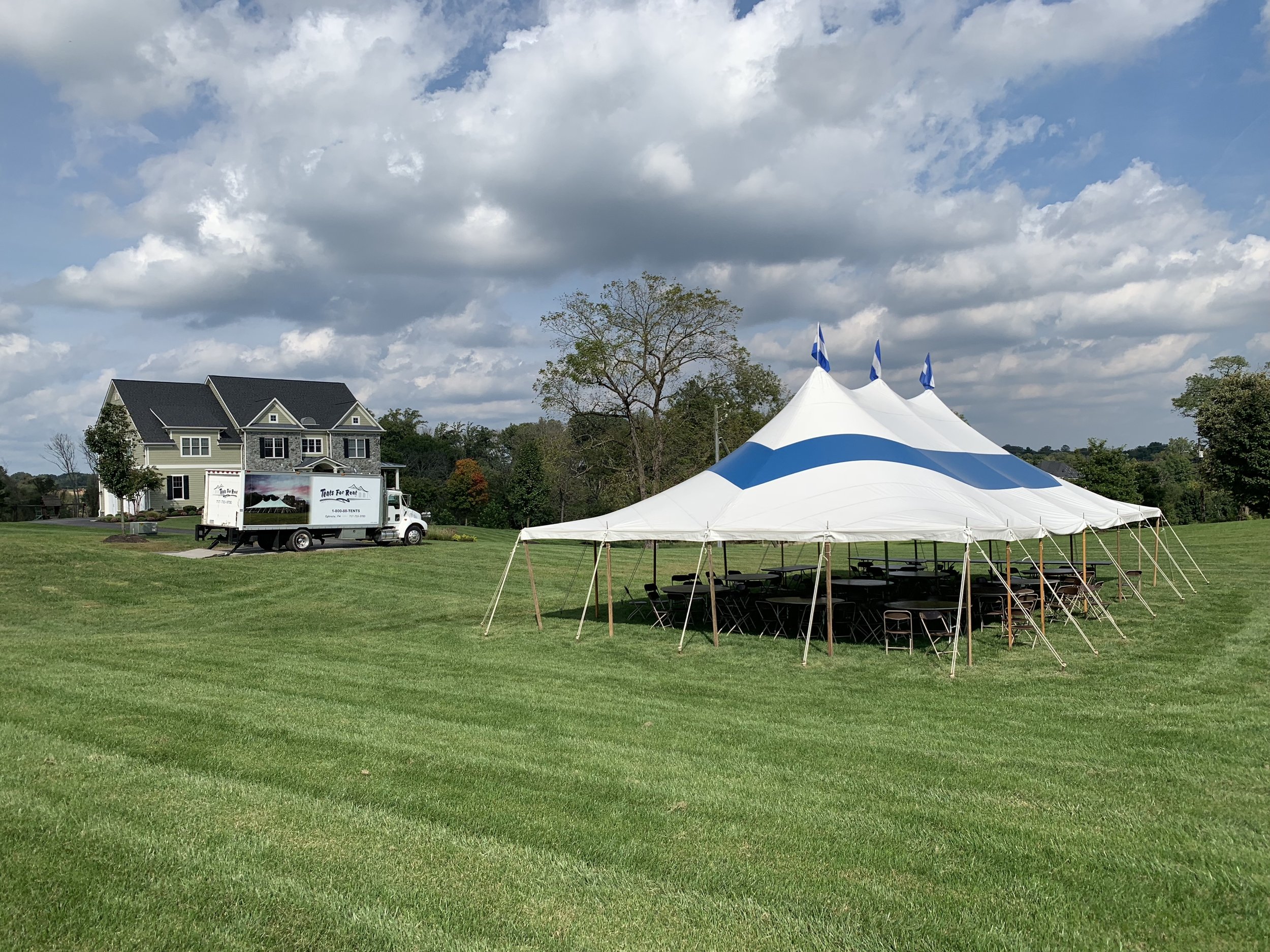 30x50 blue and white striped colored tent