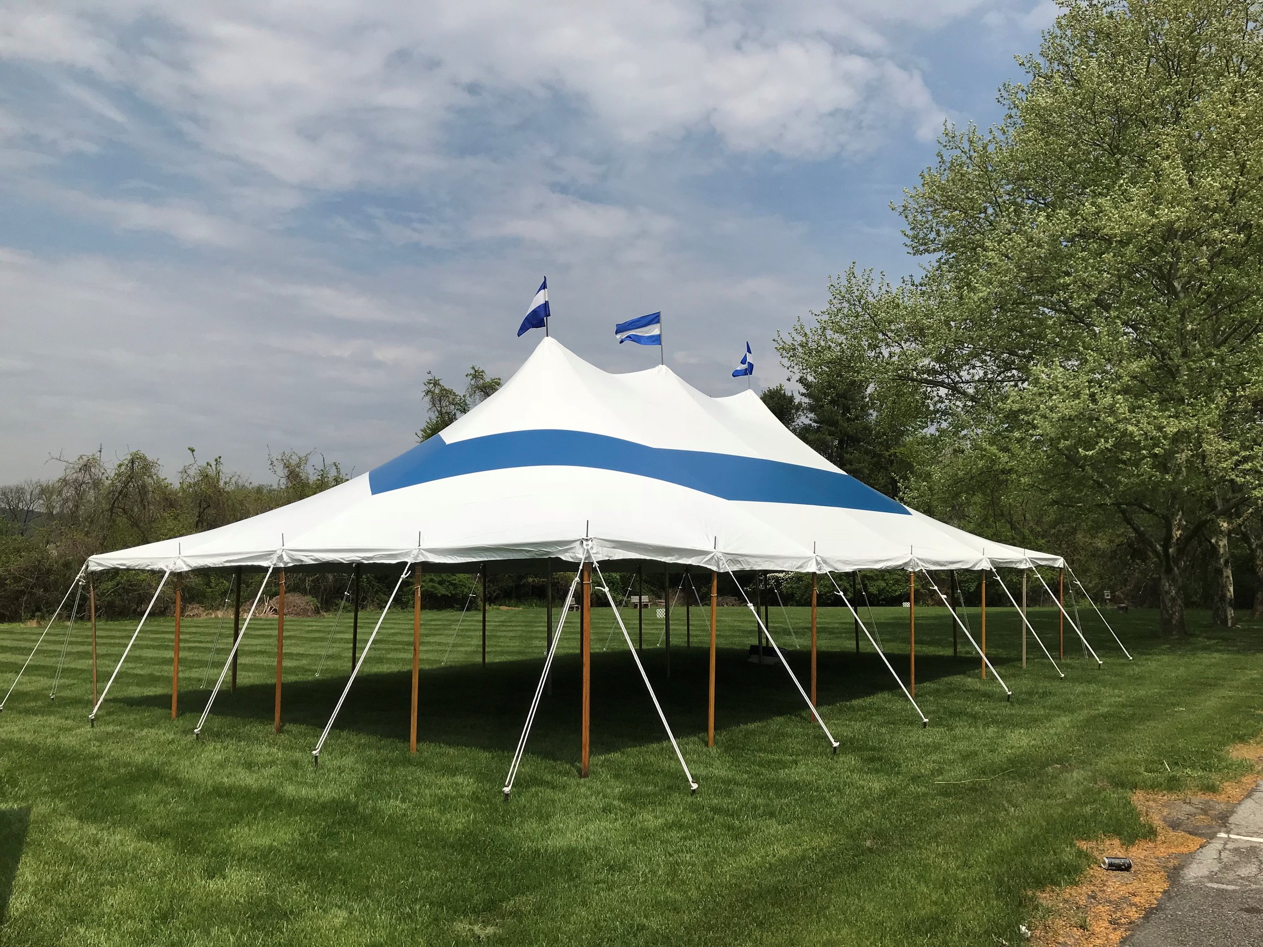 30x50 blue and white striped colored tent